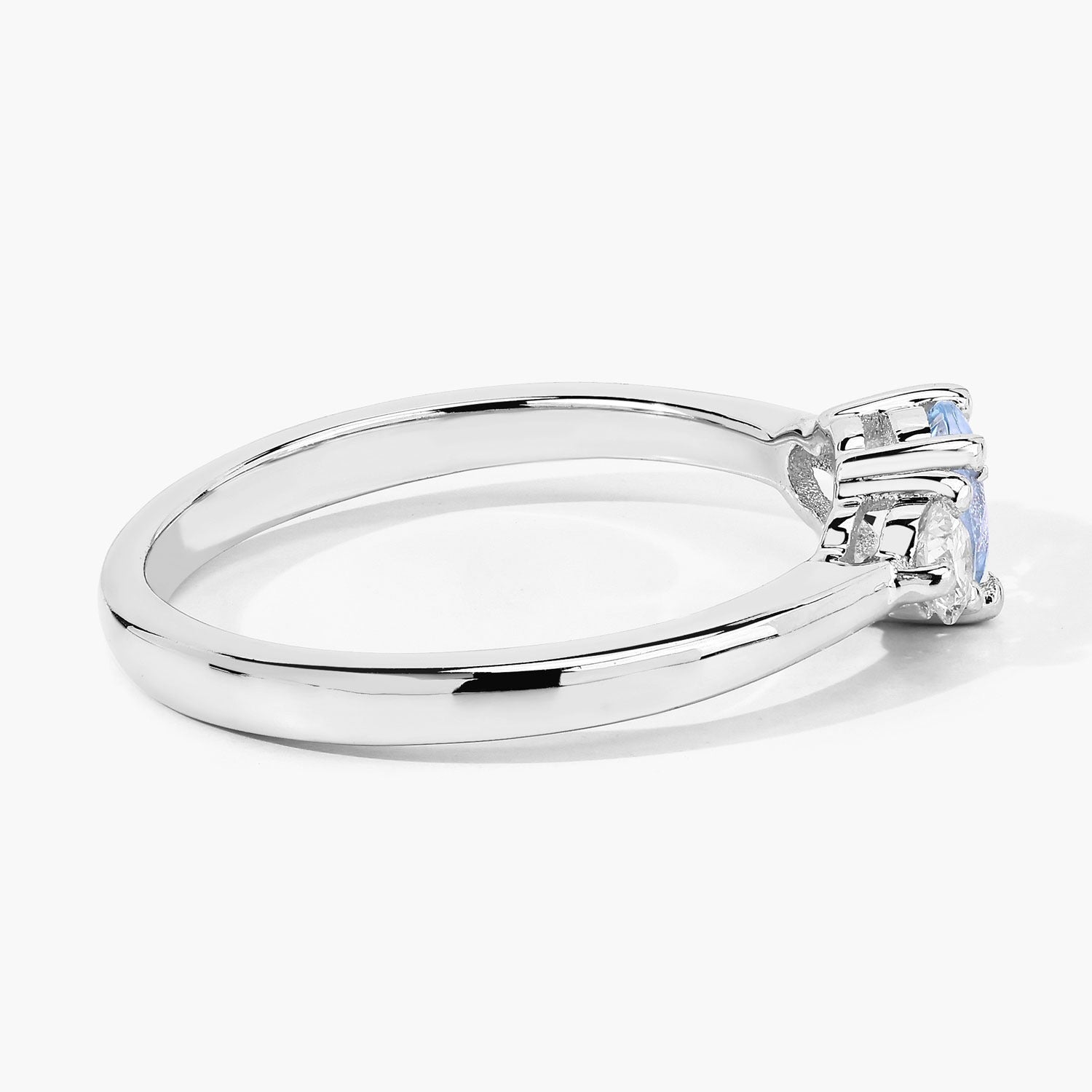 0.60 Ct Genuine Aquamarine and Lab Diamond Silver 3 Stone Ring Fine Color Jewels