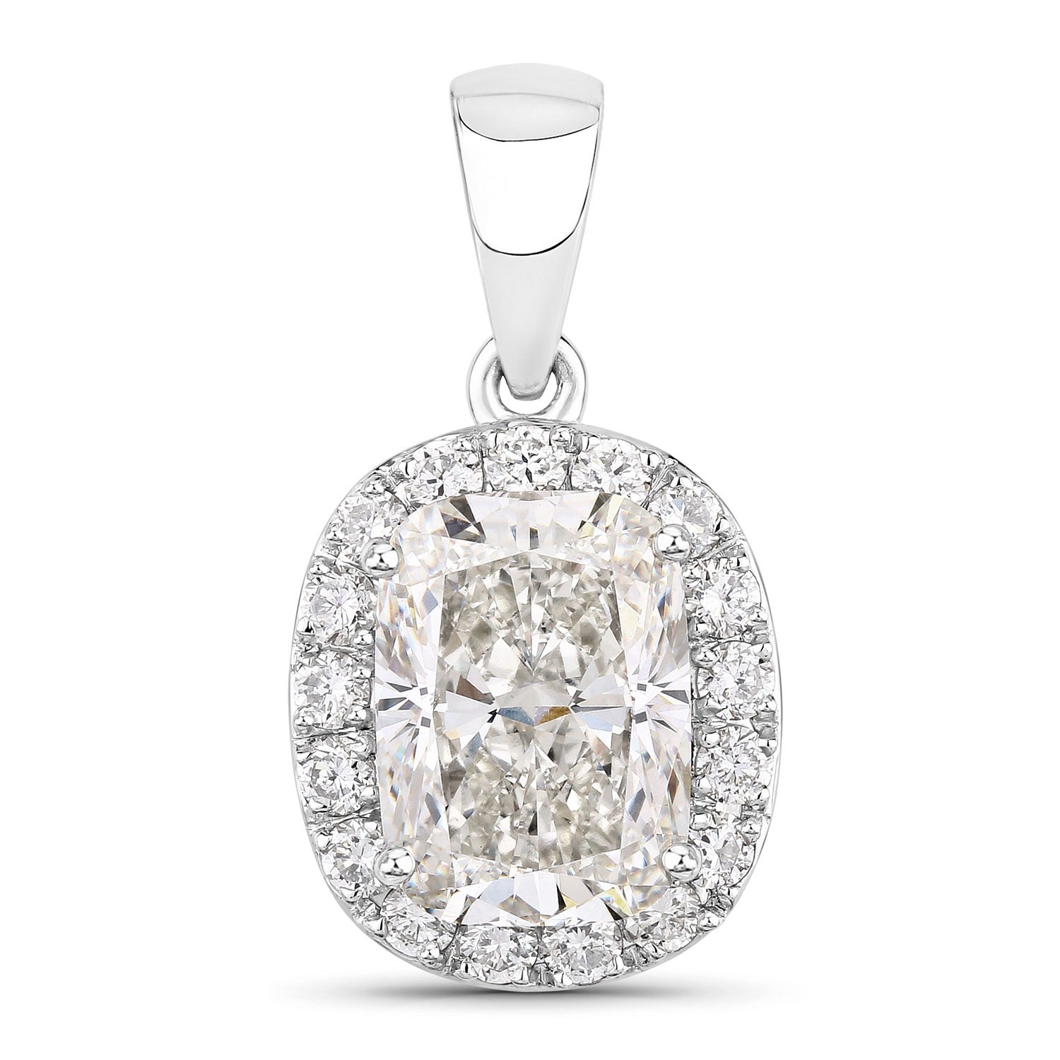 4.58 Ct Lab Grown Diamond Platinum Cushion Bridal Halo Pendant