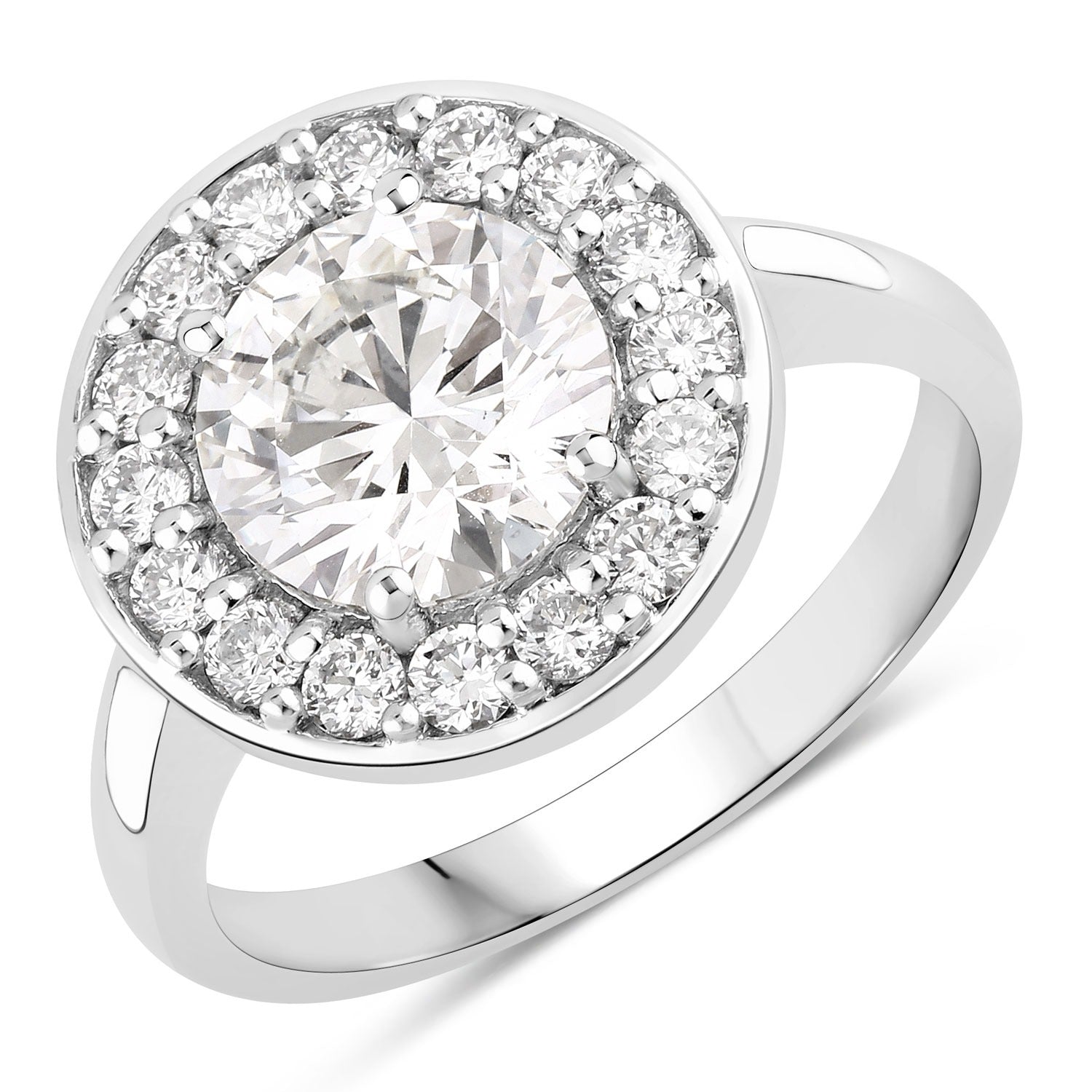 2.48 Ct Round Lab Grown Diamond Platinum Halo Bridal Ring