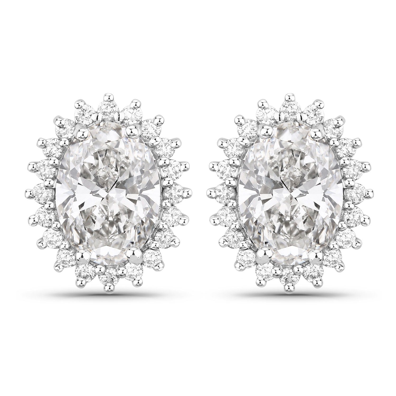 2.45 Ct Oval Lab Grown Diamond Prong Platinum Bridal Floral Stud Earrings