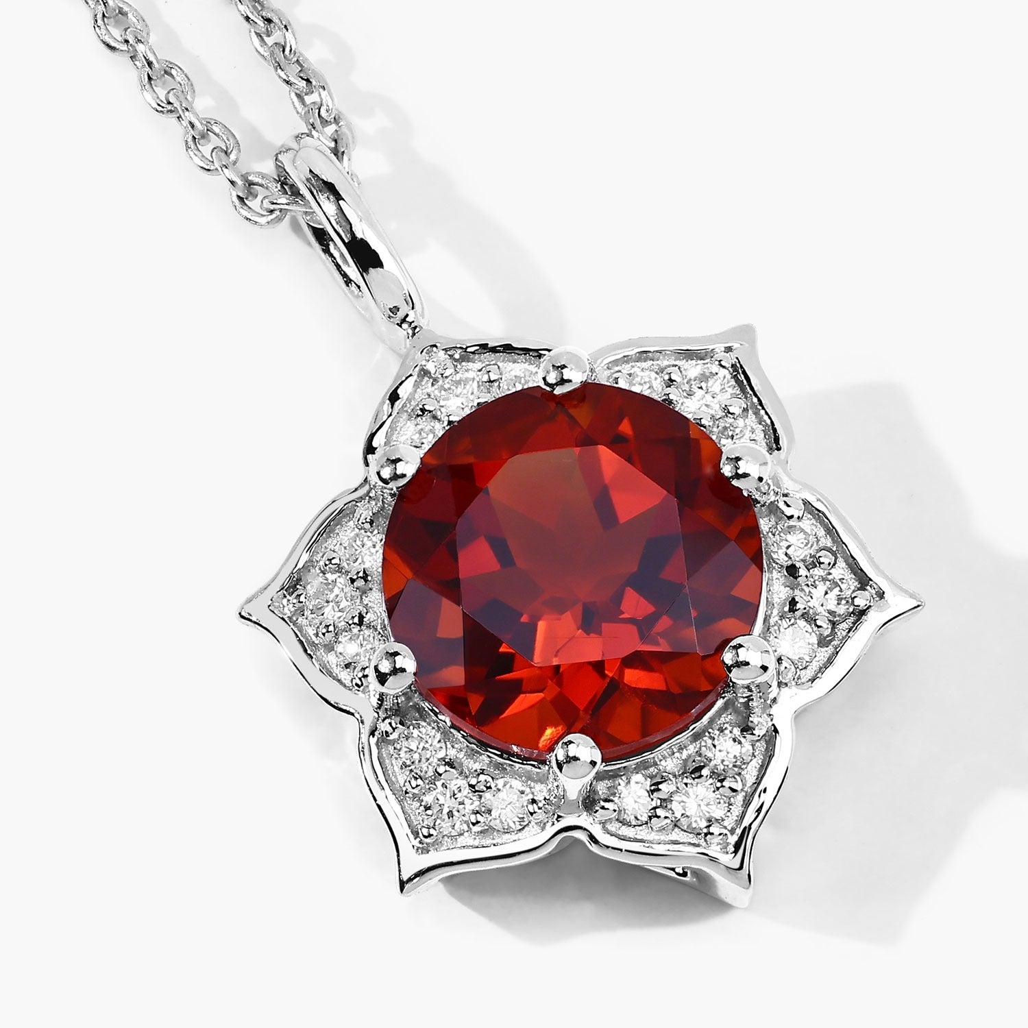 1.63 Ct Genuine Madeira Citrine and Lab Diamond  Silver Star Necklace