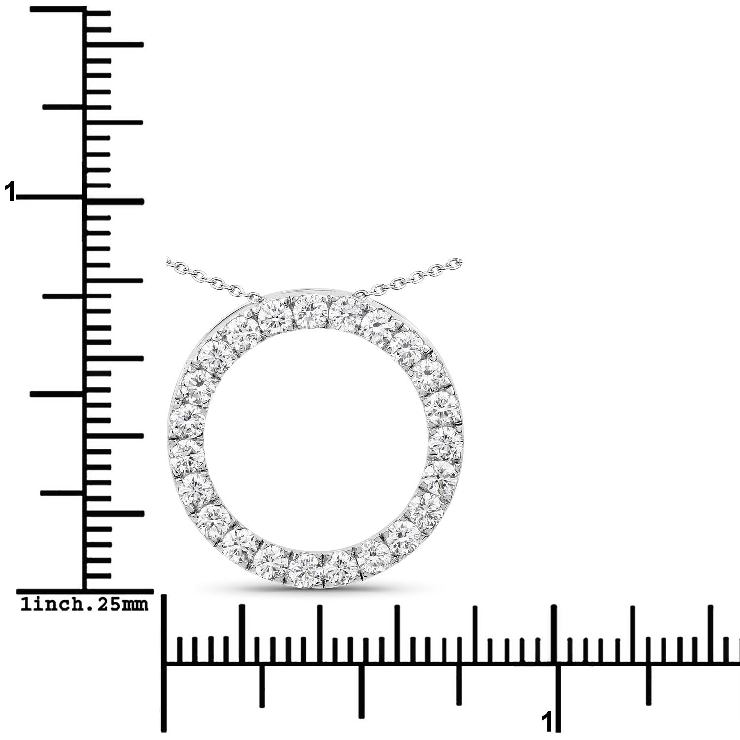 1.04 Cttw Round Lab Grown Diamond Prong Rhodium Plated Silver Circle of Life Pendant