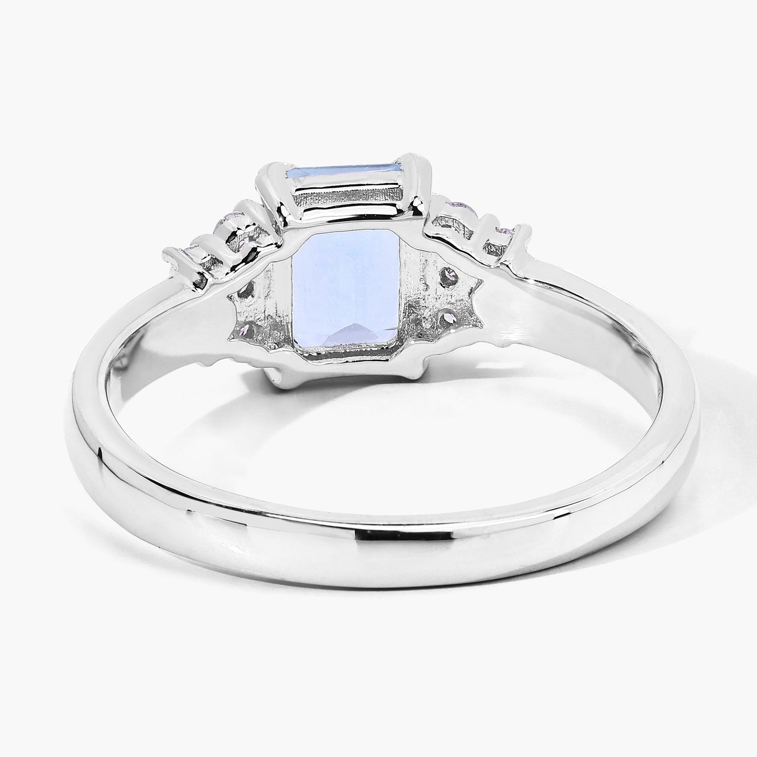 0.95 Ct Genuine Aquamarine and Lab Diamond Silver Octagon Cocktail Ring Fine Color Jewels