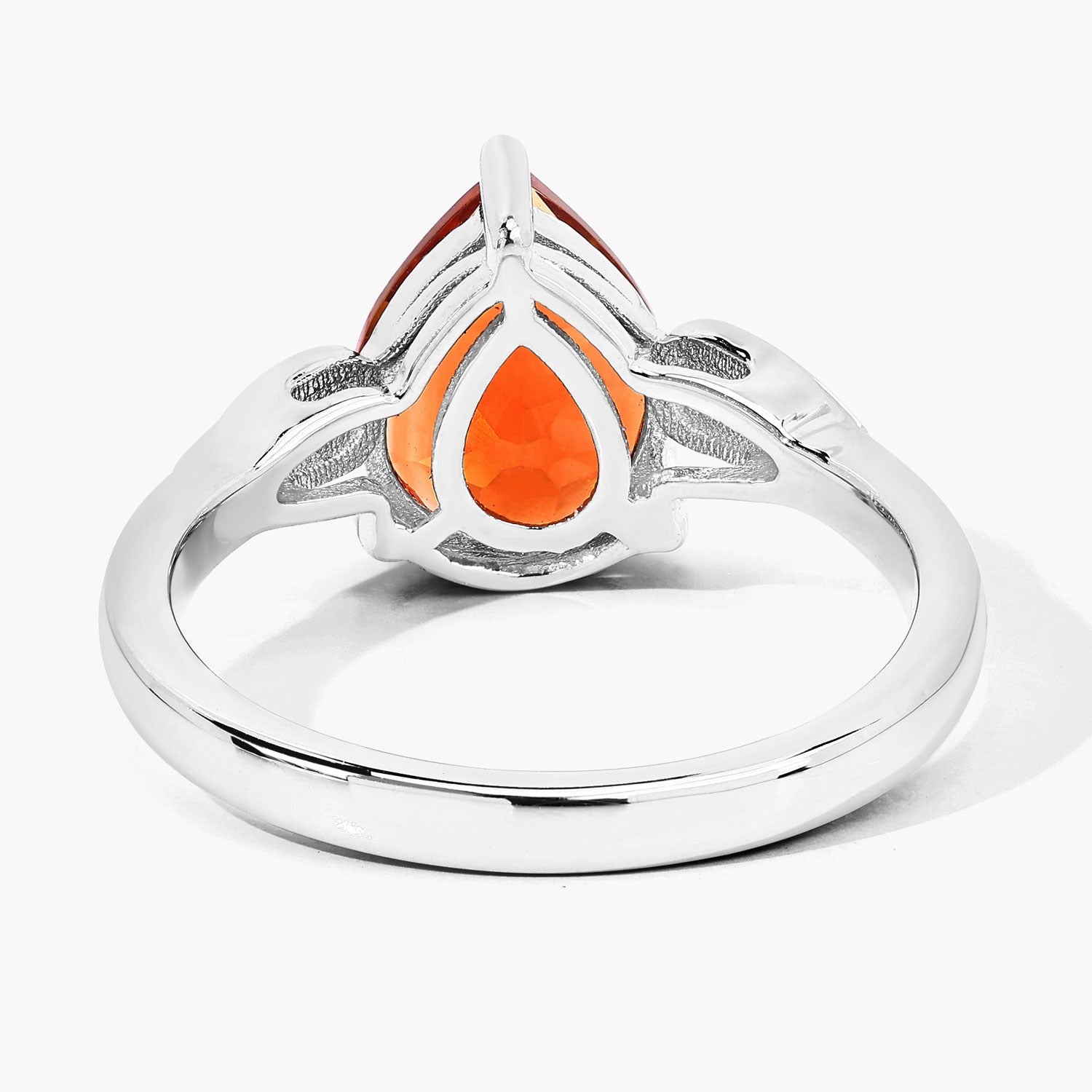 1.61 Ct Genuine Pear Citrine and Lab Grown Diamond Silver Ring