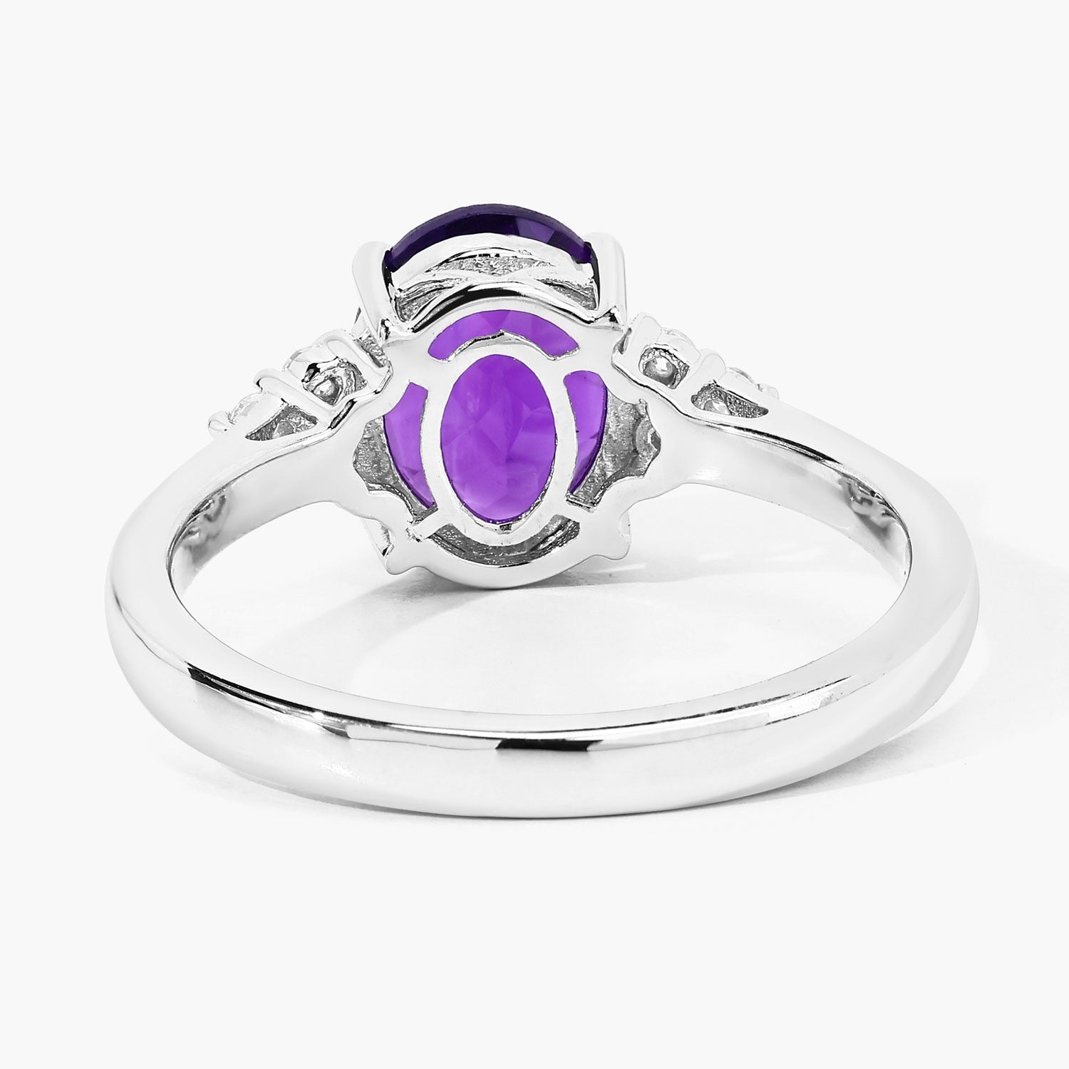 1.69 Ct Genuine Amethyst and Lab Diamond Silver Cocktail Ring
