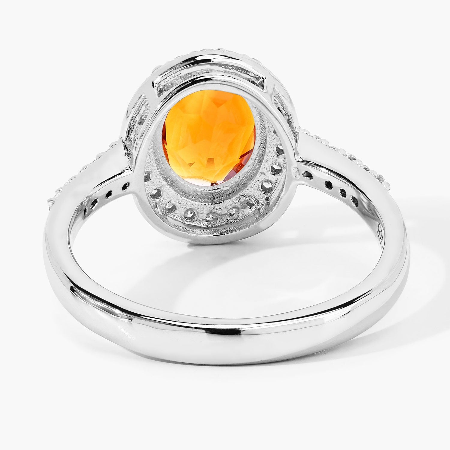 2.02 Ct Genuine Madeira Citrine and Lab Grown Diamond Silver Halo Ring