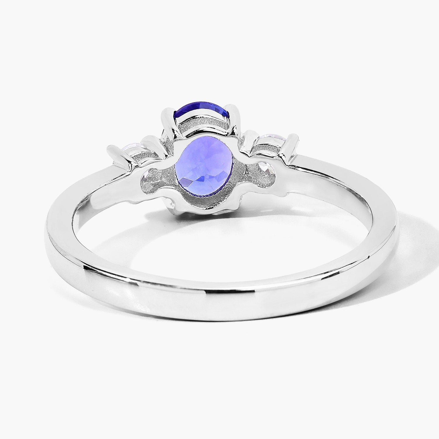 0.95 Ct Genuine Tanzanite and Lab Diamond Silver 3 Stone Ring Fine Color Jewels