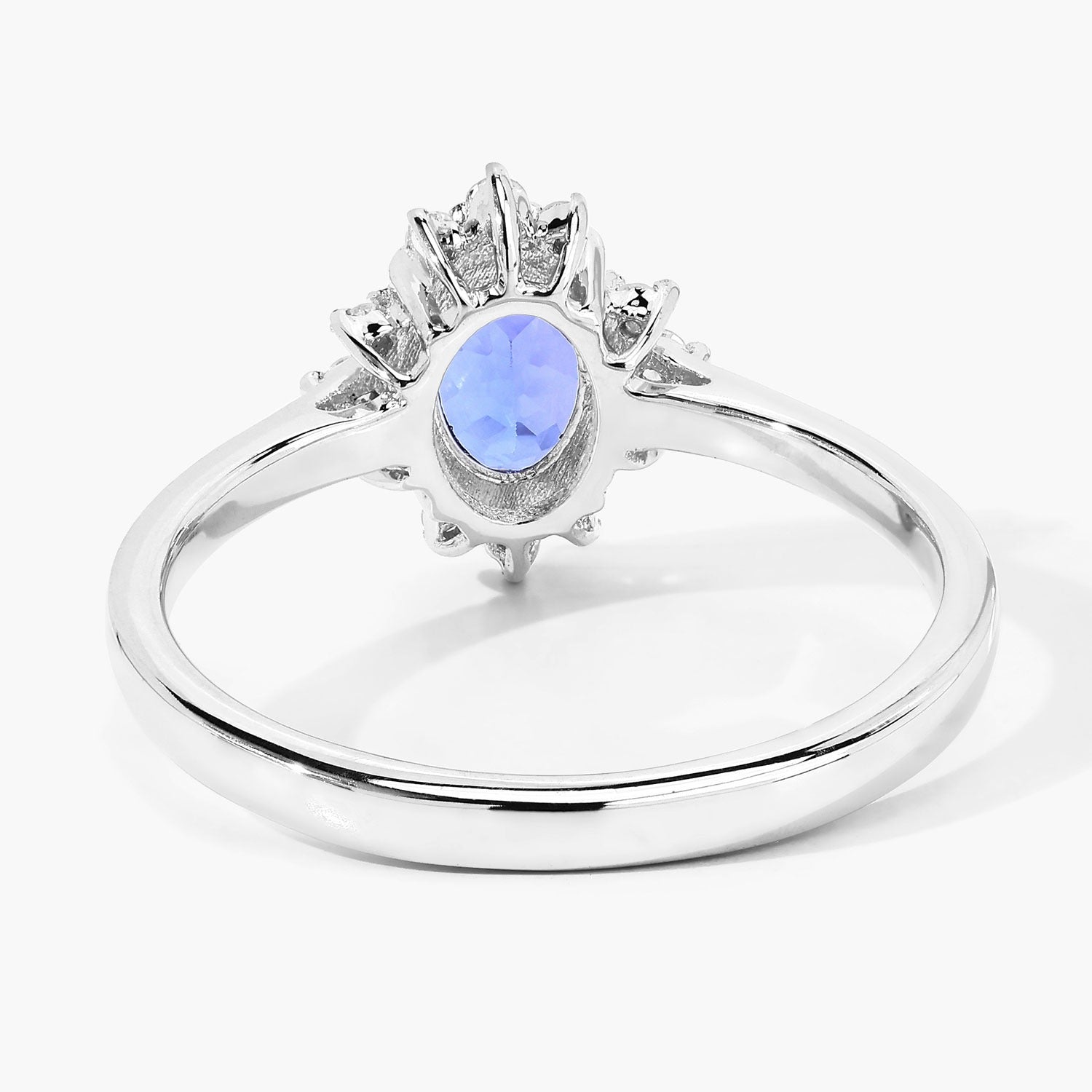 0.87 Ct Genuine Oval Tanzanite and Lab Diamond Silver Halo Ring Fine Color Jewels