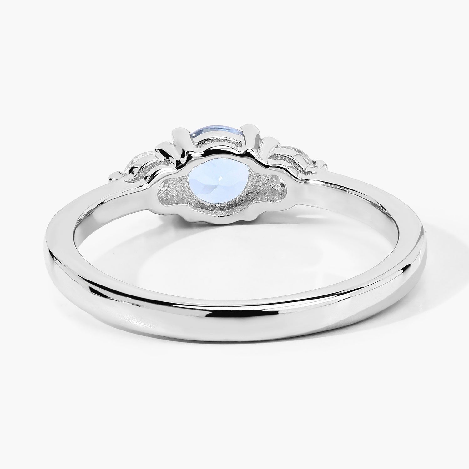 0.60 Ct Genuine Aquamarine and Lab Diamond Silver 3 Stone Ring Fine Color Jewels