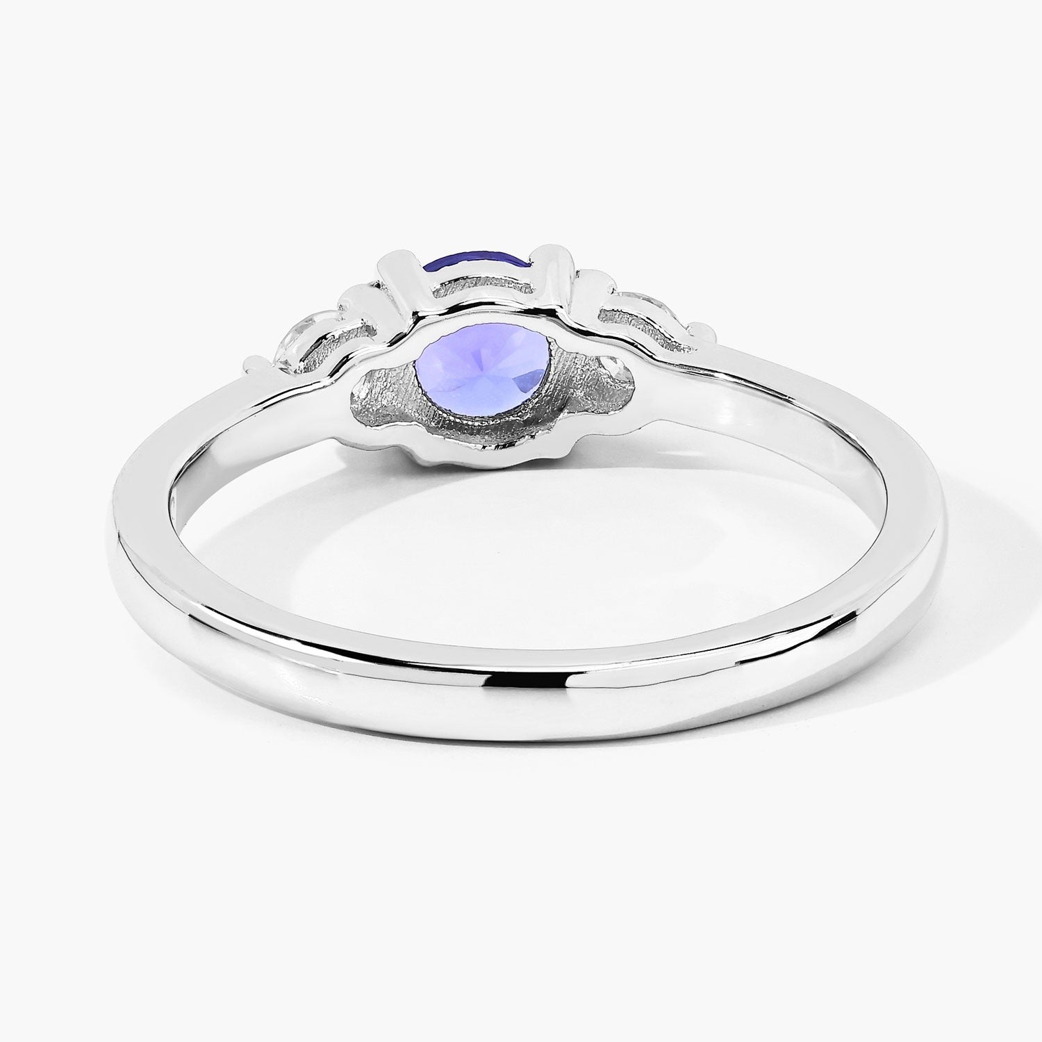 0.69 Ct Genuine Tanzanite and Lab Diamond Silver 3 Stone Ring Fine Color Jewels