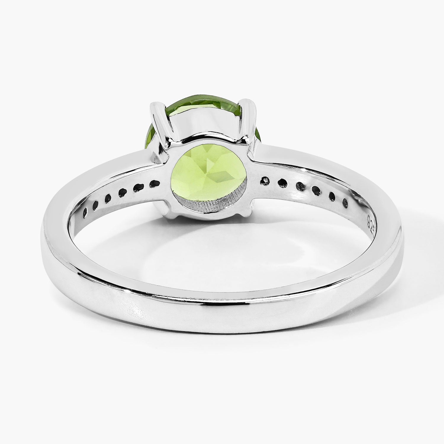 1.35 Ct Genuine Green Peridot and Lab Diamond Silver Pave Ring