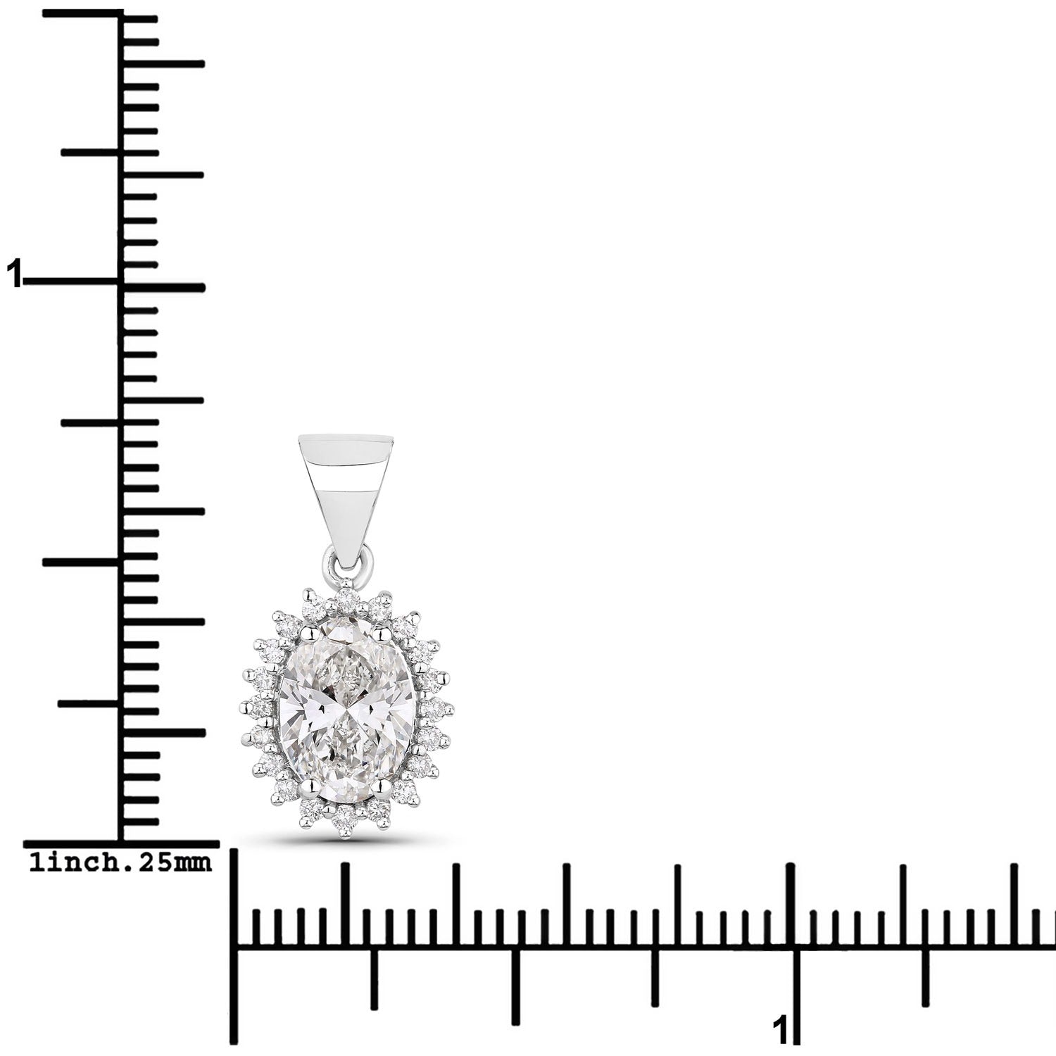 1.23 Ct Oval Lab Diamond Platinum Floral Bridal Halo Pendant