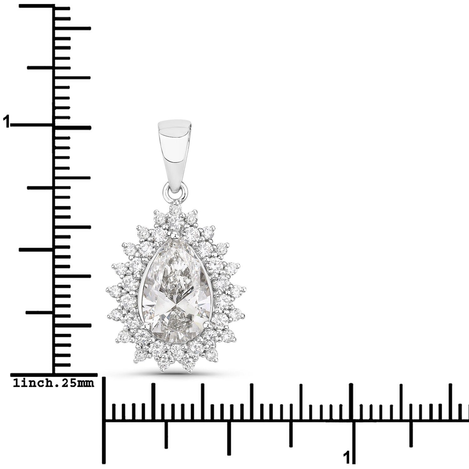 3.90 Ct Pear Shaped Lab Diamond Prong Platinum Bridal Floral Halo Teardrop Pendant