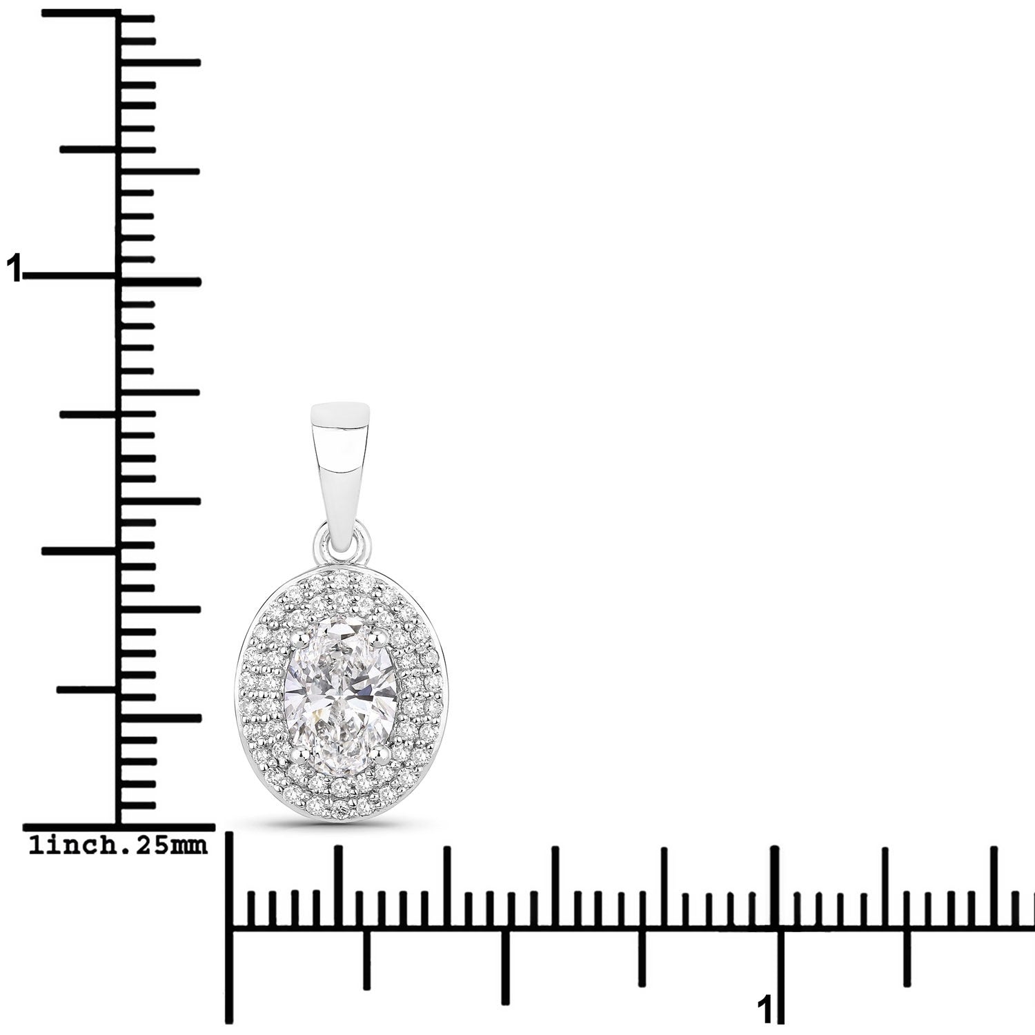 0.92 Ct Oval Lab Grown Diamond Prong Platinum Double Halo Bridal Pendant
