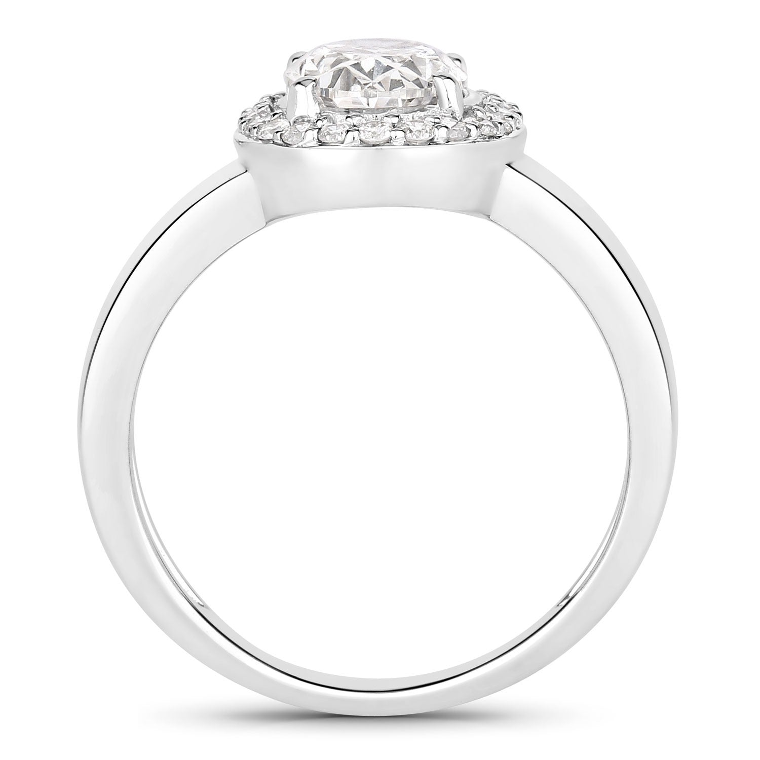 1.80 Ct Oval Lab Grown Diamond Prong Thick Band Platinum Halo Bridal Ring