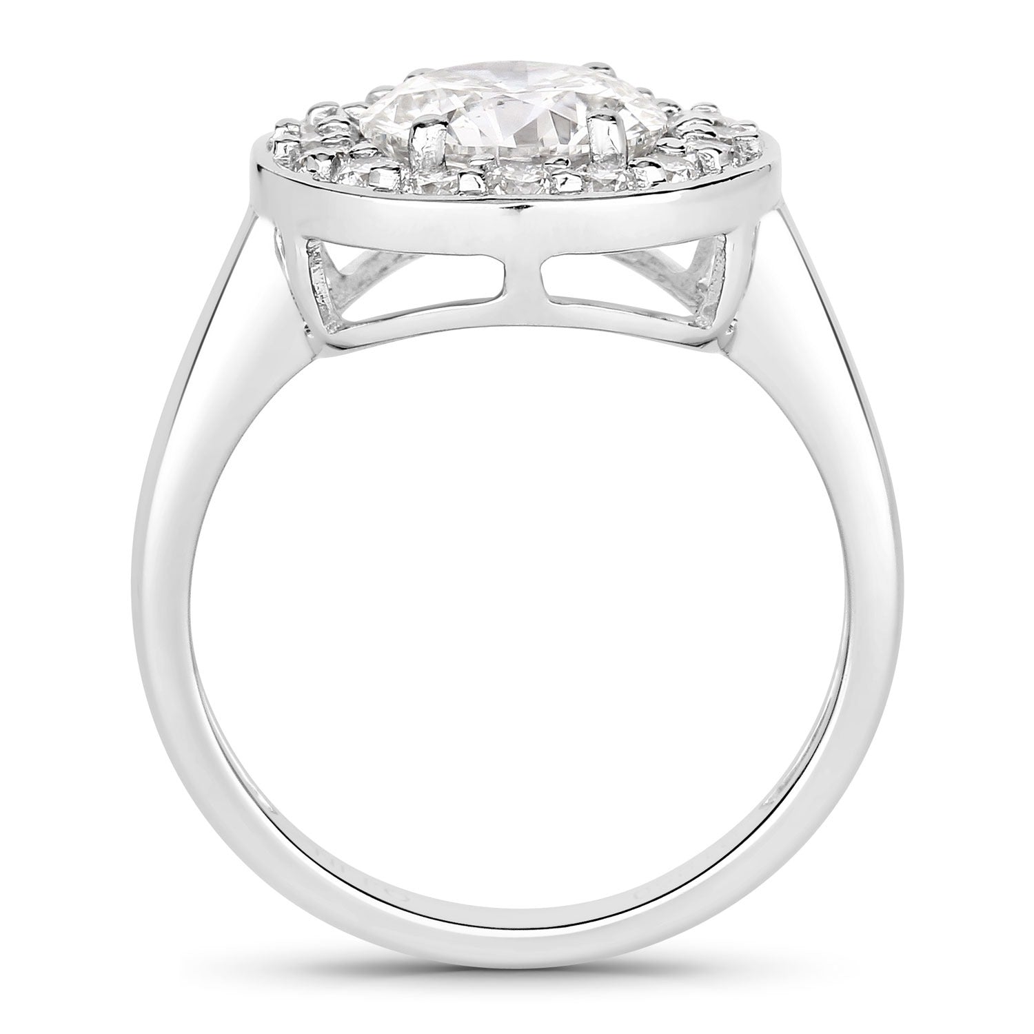 2.48 Ct Round Lab Grown Diamond Prong Platinum Halo Bridal Ring