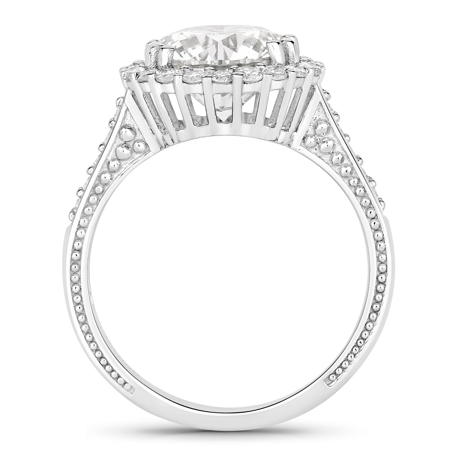 3.64 Ct Round Lab Diamond Platinum Bridal Halo Pave Cathedral Ring