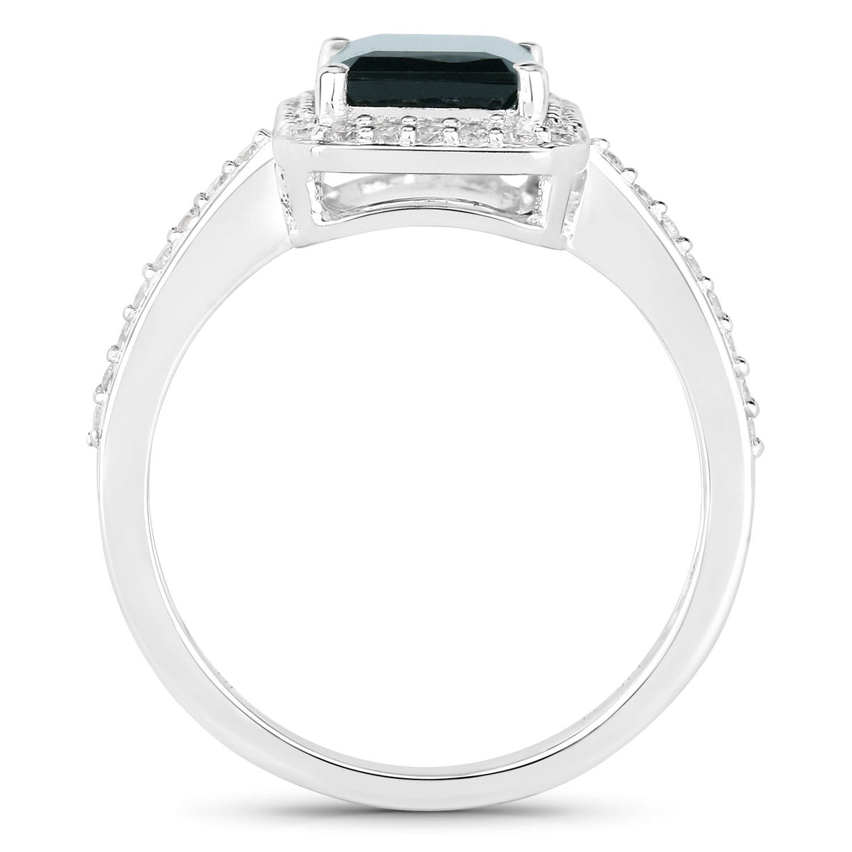 2.90 Cttw Octagon Green Tourmaline and Diamond 14K White Gold Bridge Ring
