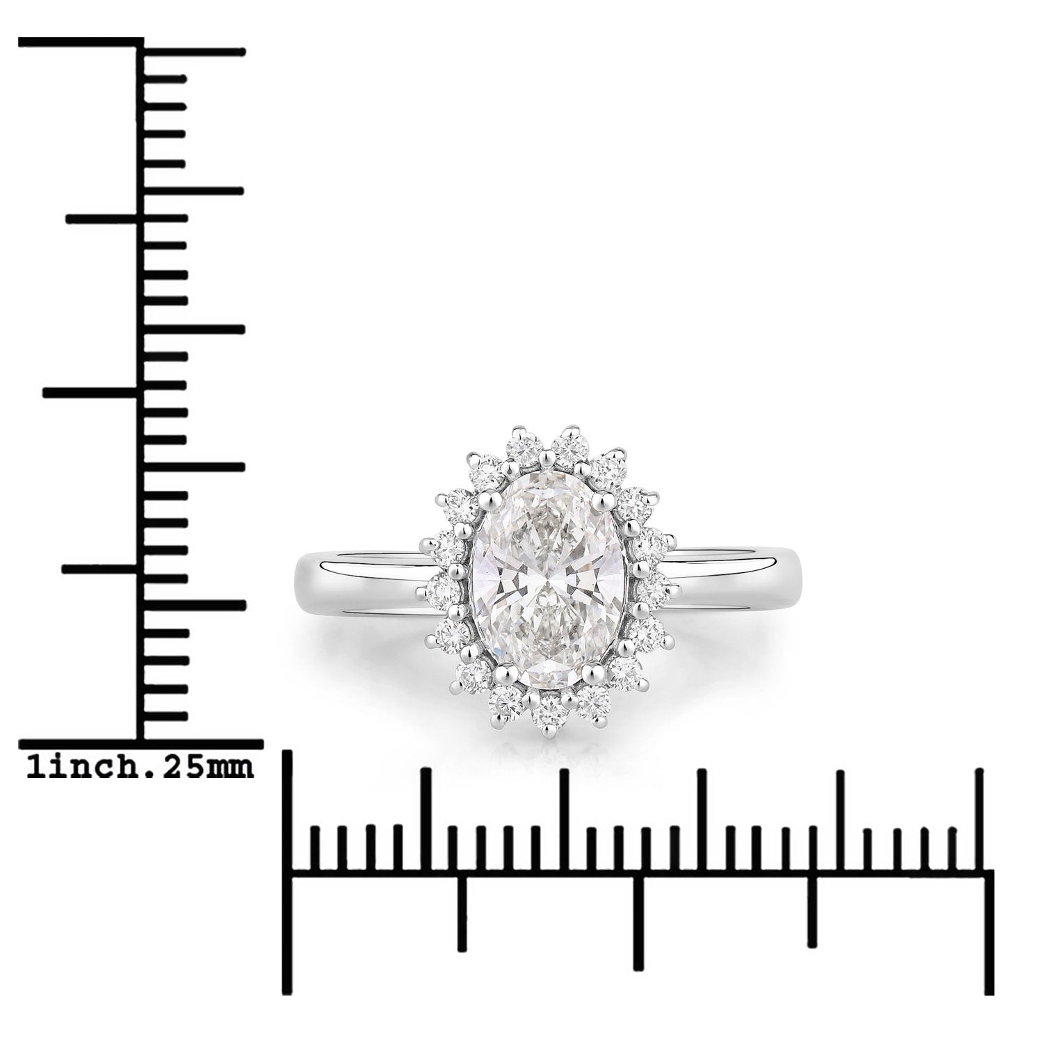 1.28 Ct Oval Lab Diamond Prong Platinum Halo Bridal Floral Ring