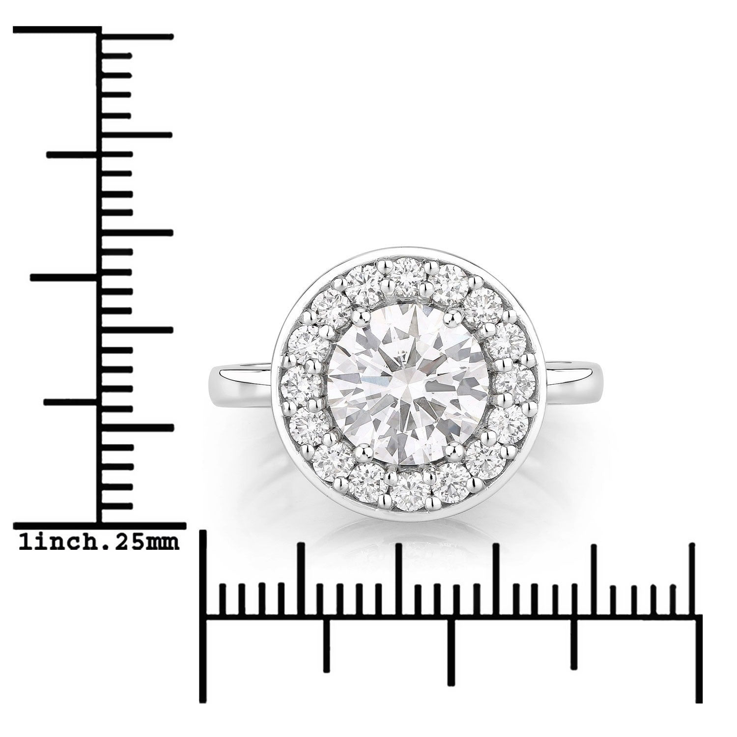 2.48 Ct Round Lab Grown Diamond Prong Platinum Halo Bridal Ring