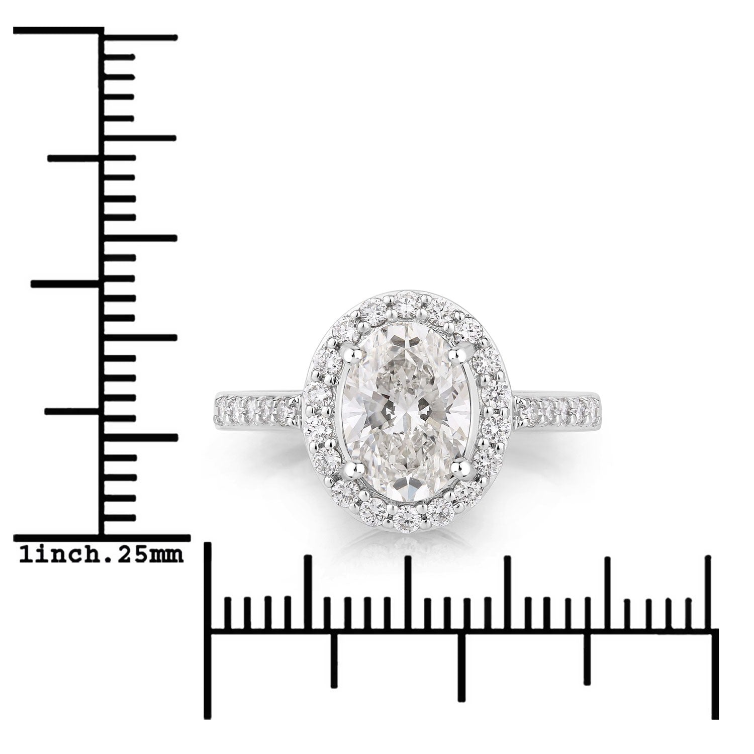 1.98 Ct Oval Lab Diamond Platinum Halo Bridal Cathedral Ring with Pave Band