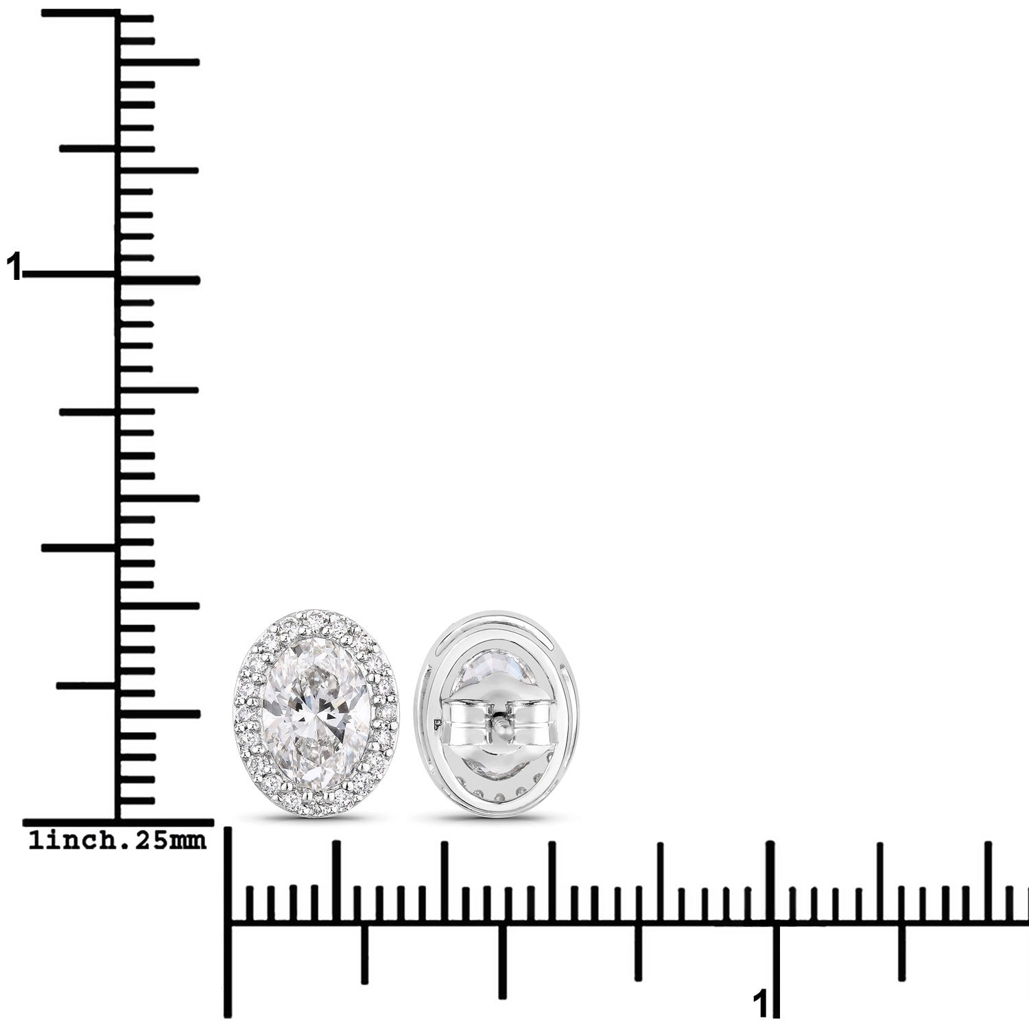 1.76 Ct Oval Lab Grown Diamond Prong Platinum Bridal Halo Stud Earrings
