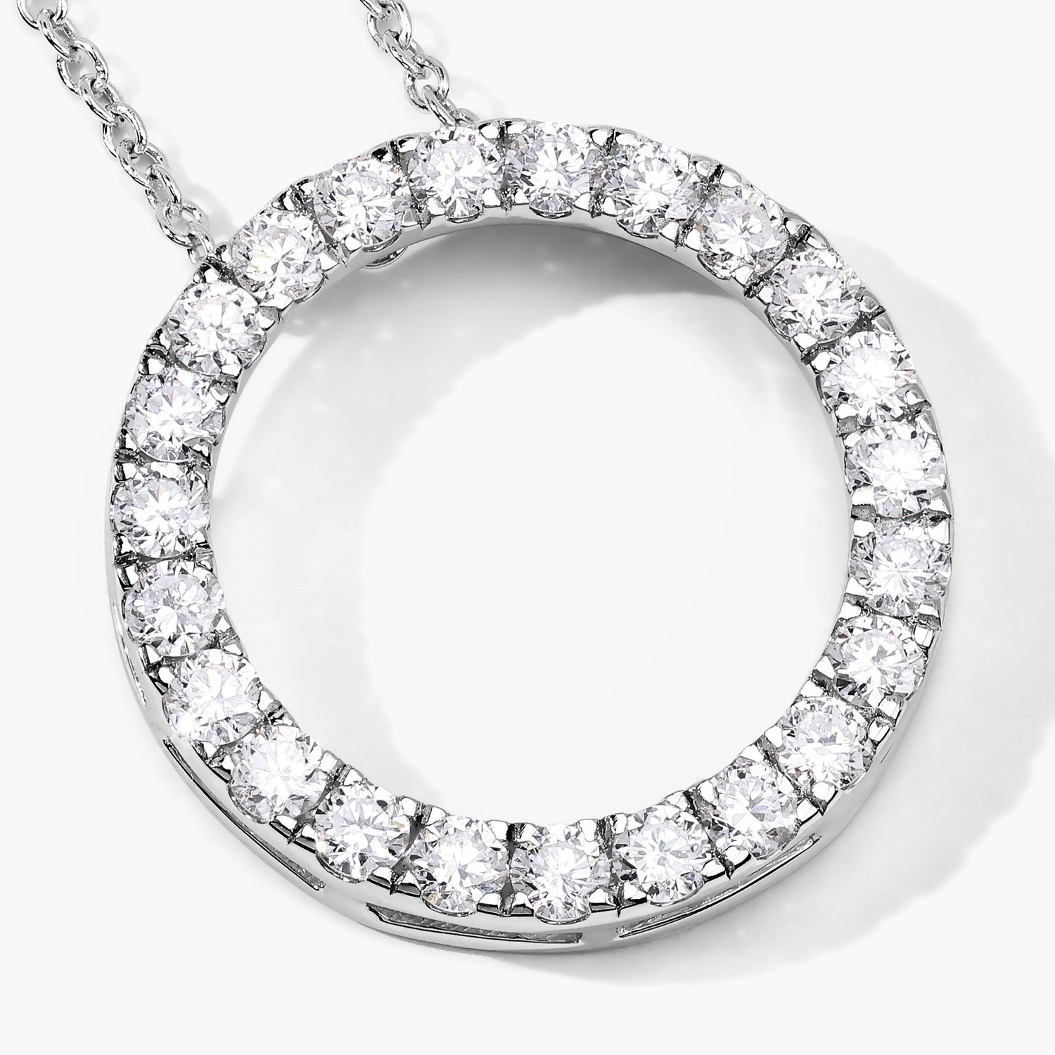 1.04 Cttw Round Lab Grown Diamond Prong Rhodium Plated Silver Circle of Life Pendant