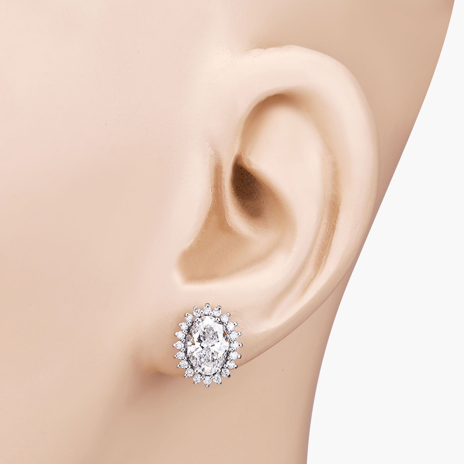 2.45 Ct Oval Lab Grown Diamond Prong Platinum Bridal Floral Stud Earrings