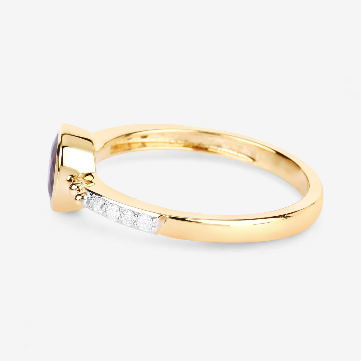 1.00 Cttw Oval Red Ruby and Diamond Pave 14K Yellow Gold Bridge Ring