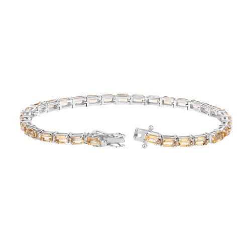 Genuine Citrine 925 Sterling Silver Bracelet