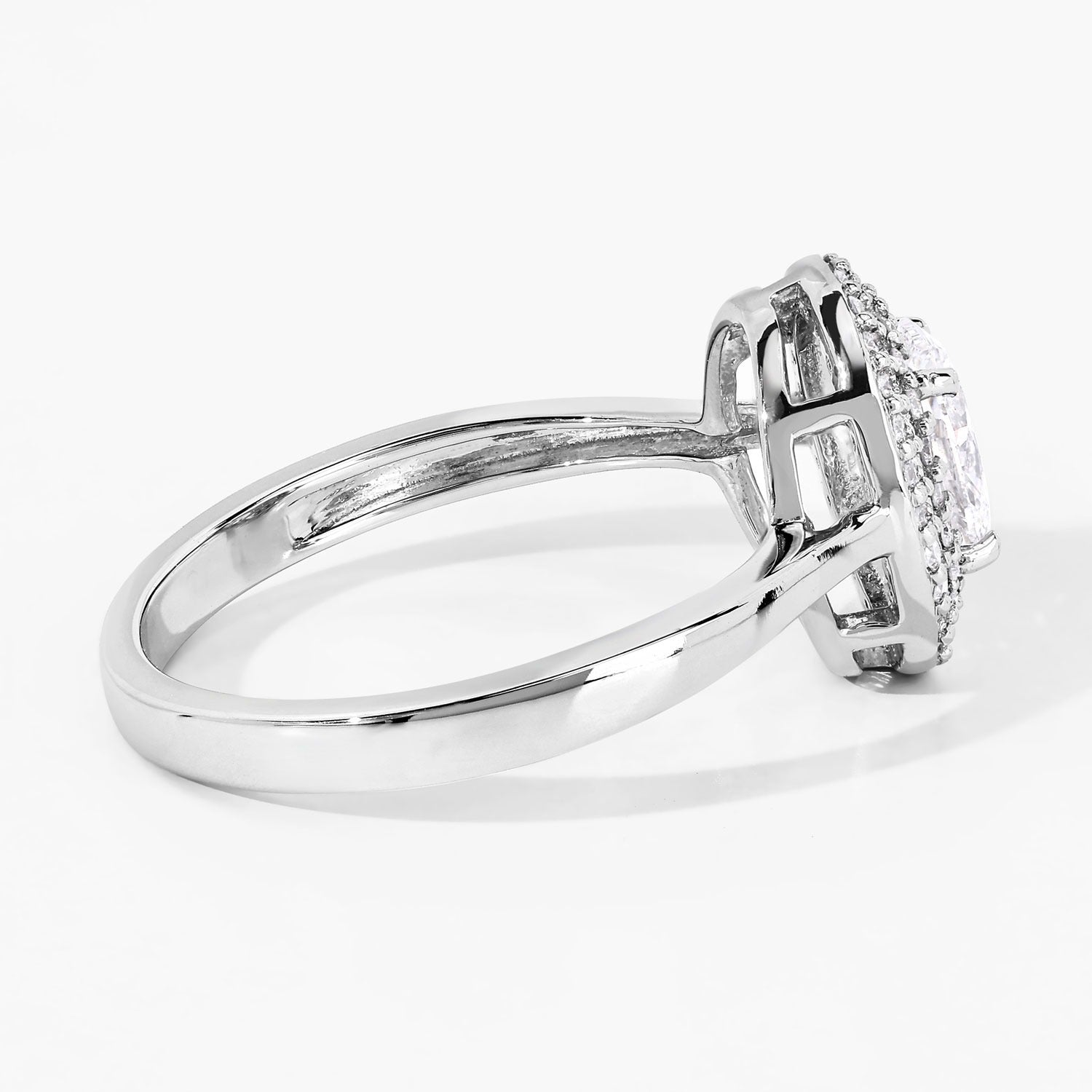 0.91 Ct Oval Lab Grown Diamond Prong Platinum Double Halo Bridal Ring