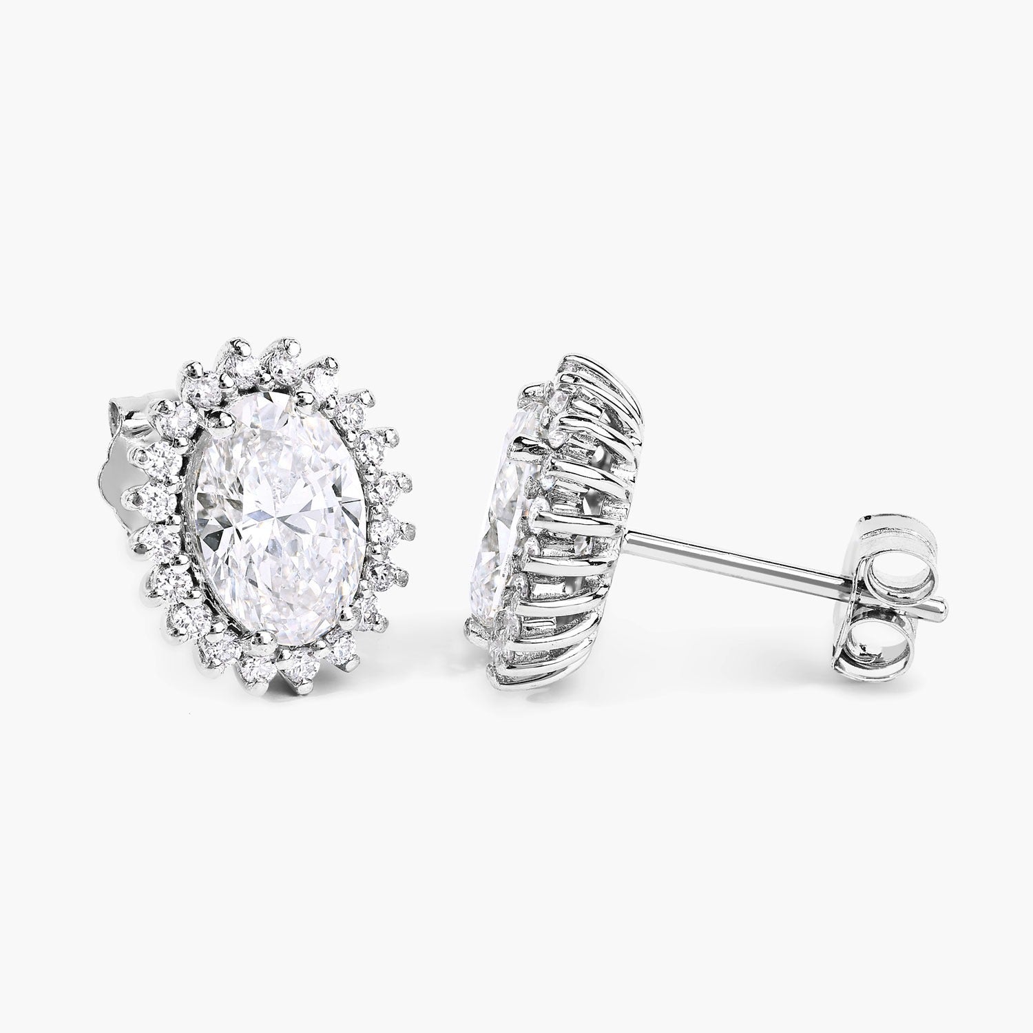 2.45 Ct Oval Lab Grown Diamond Prong Platinum Bridal Floral Stud Earrings
