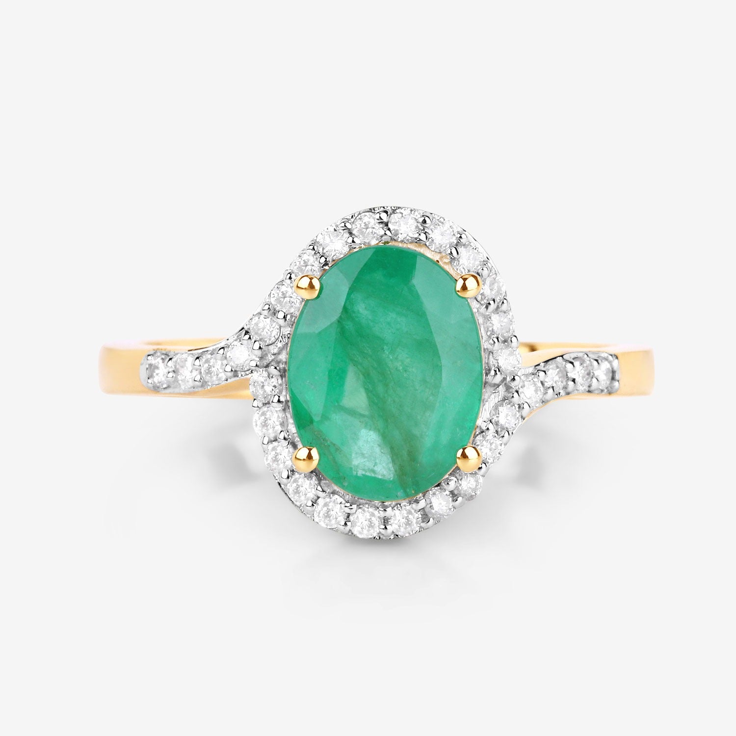 Genuine Zambian Emerald Diamond Gold Ring