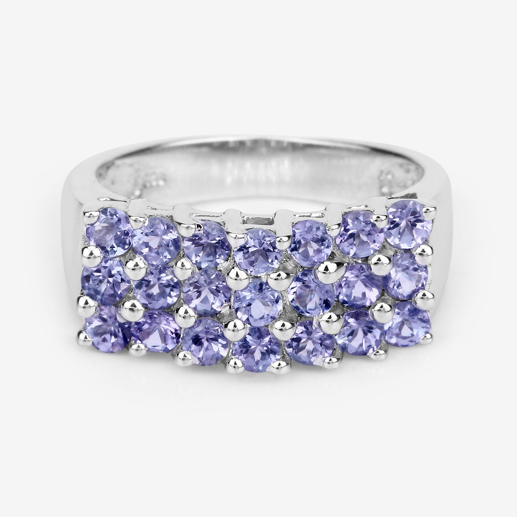 Genuine Tanzanite 925 Sterling Silver Cluster Ring