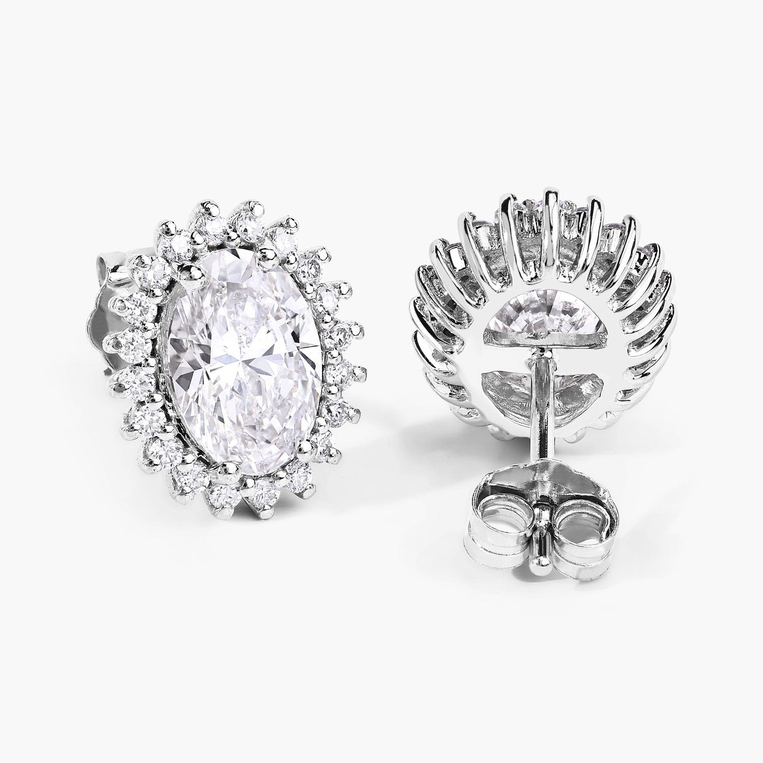 2.45 Ct Oval Lab Grown Diamond Prong Platinum Bridal Floral Stud Earrings