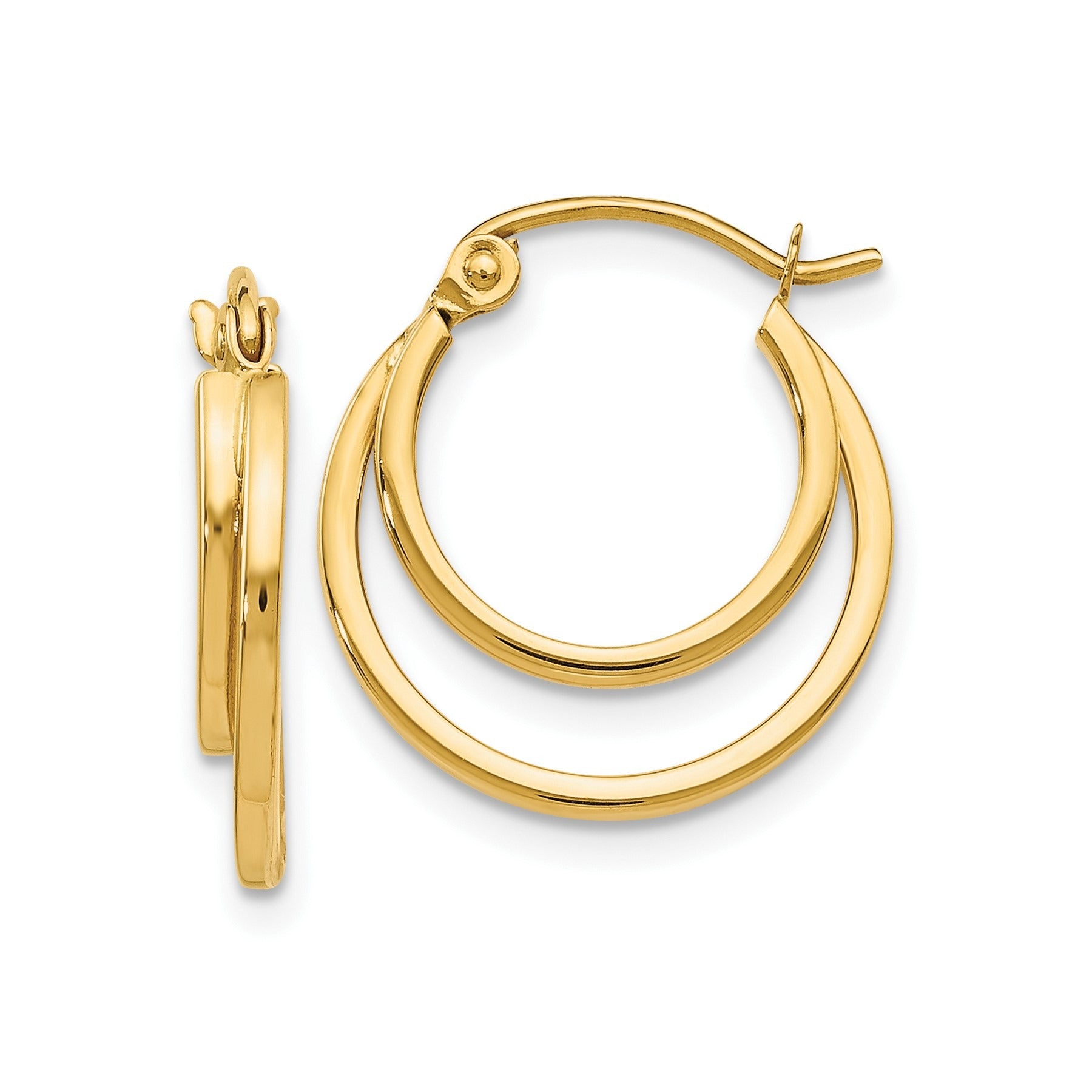 14K Gold Hinged Double Hoop Earrings