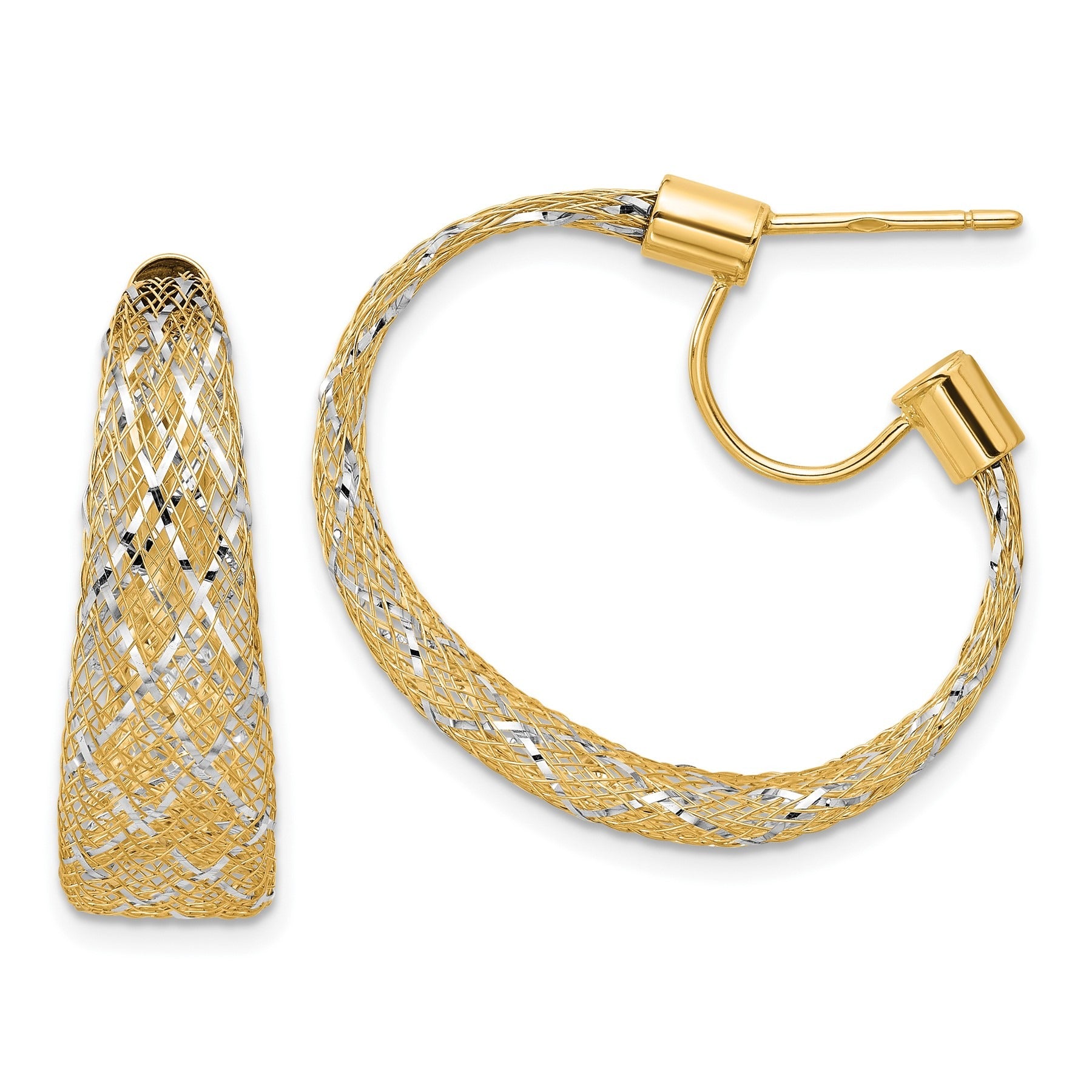 14K Gold Mesh Hoop Earrings