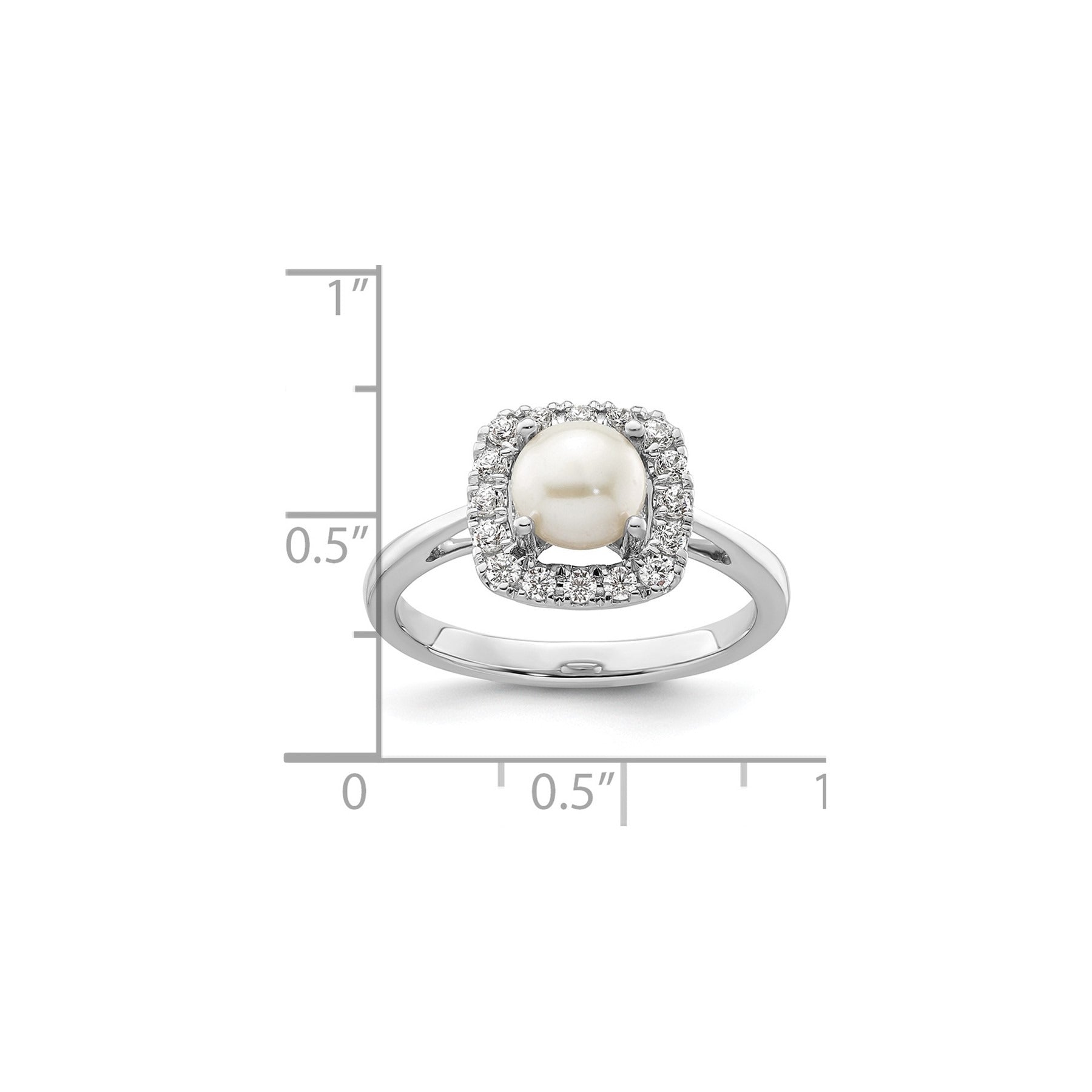 1/4 ct Lab Grown Diamond Freshwater Cultered Pearl Halo Ring 14k White Gold