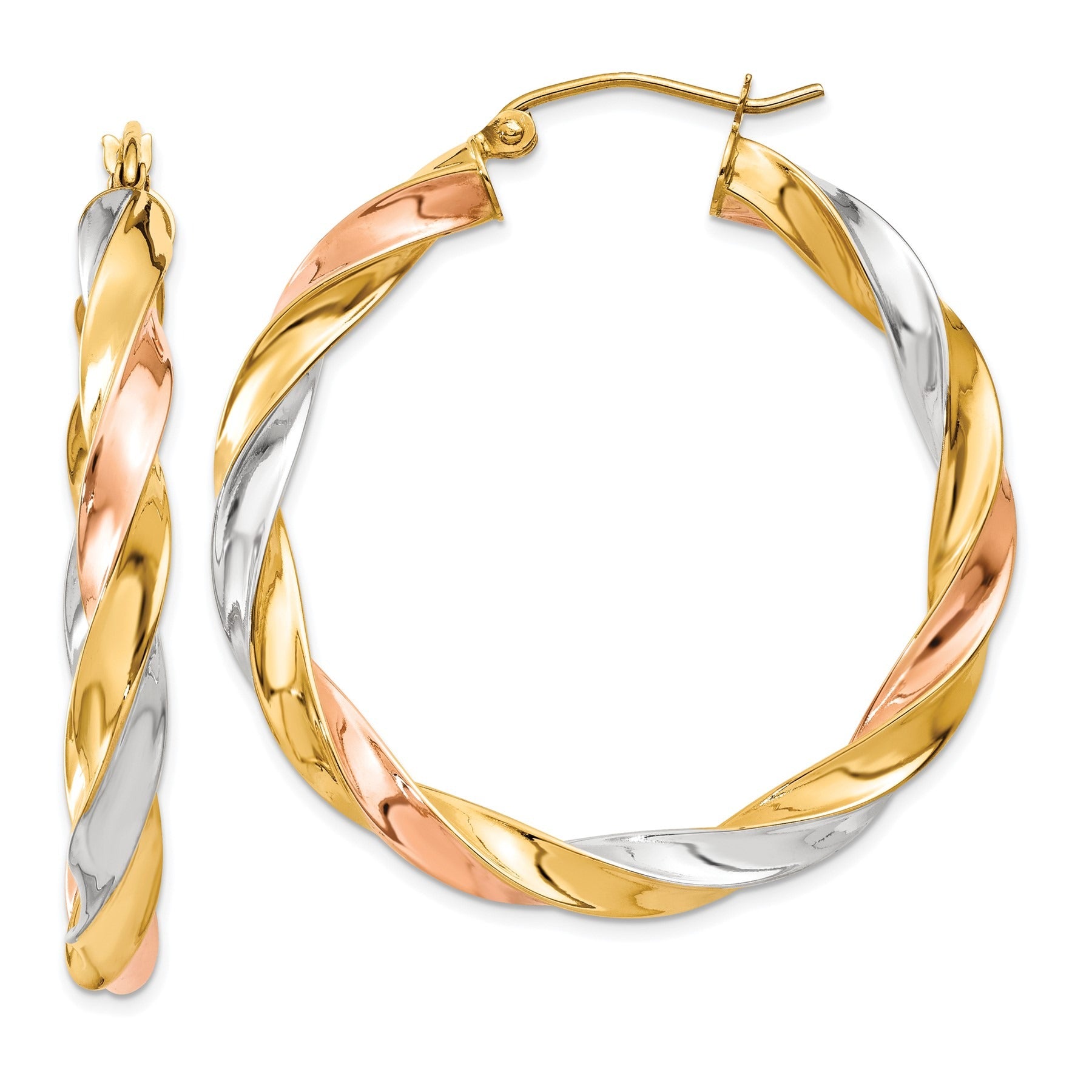 Light Twisted 14k Gold Hoop Earrings