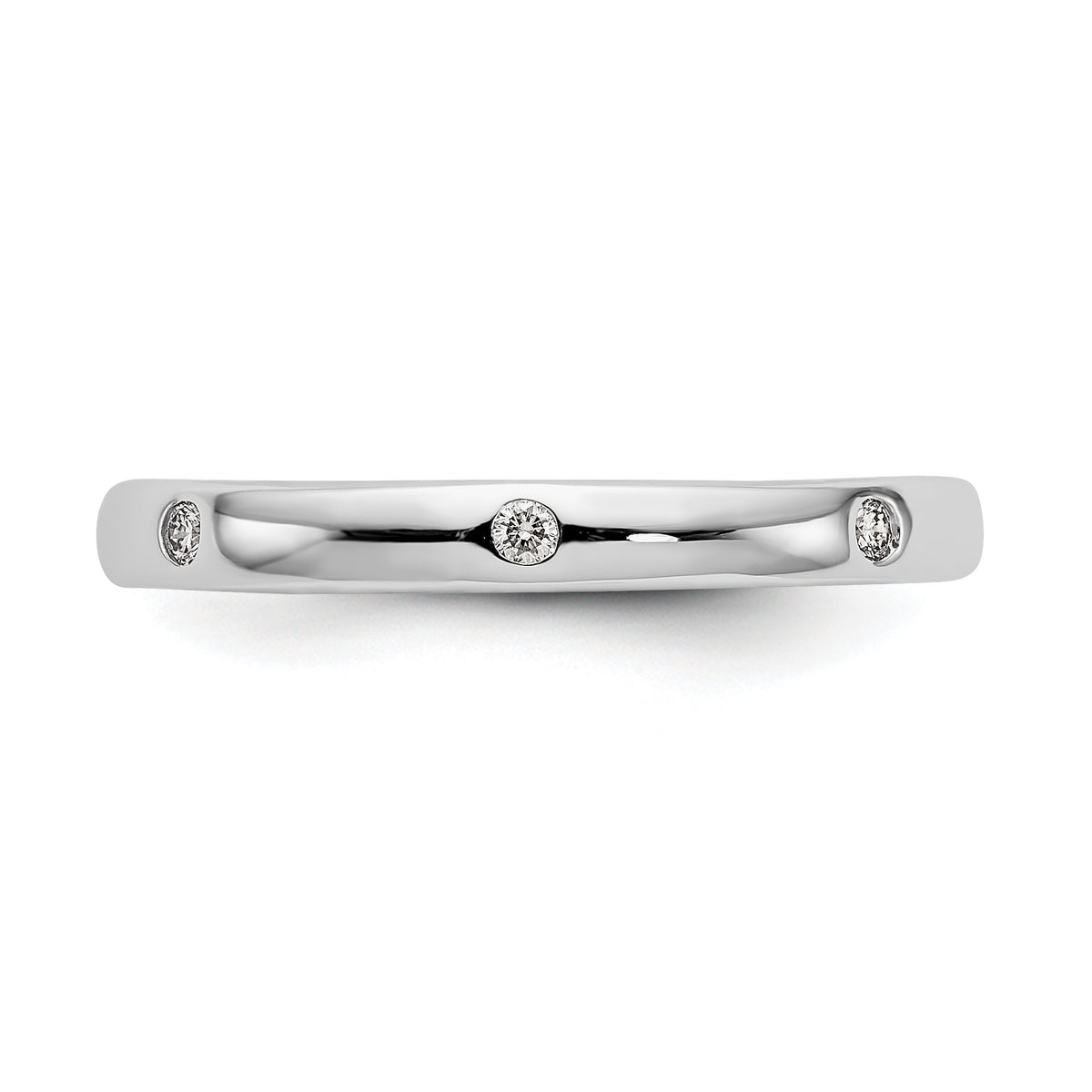 0.105 Ct Round White Natural Diamond Flush Set 14K White Gold Band Ring