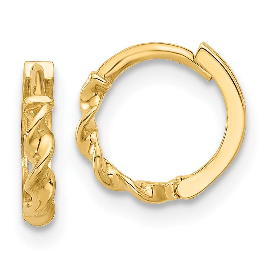 14K Gold Twisted Hinged Hoop Earrings