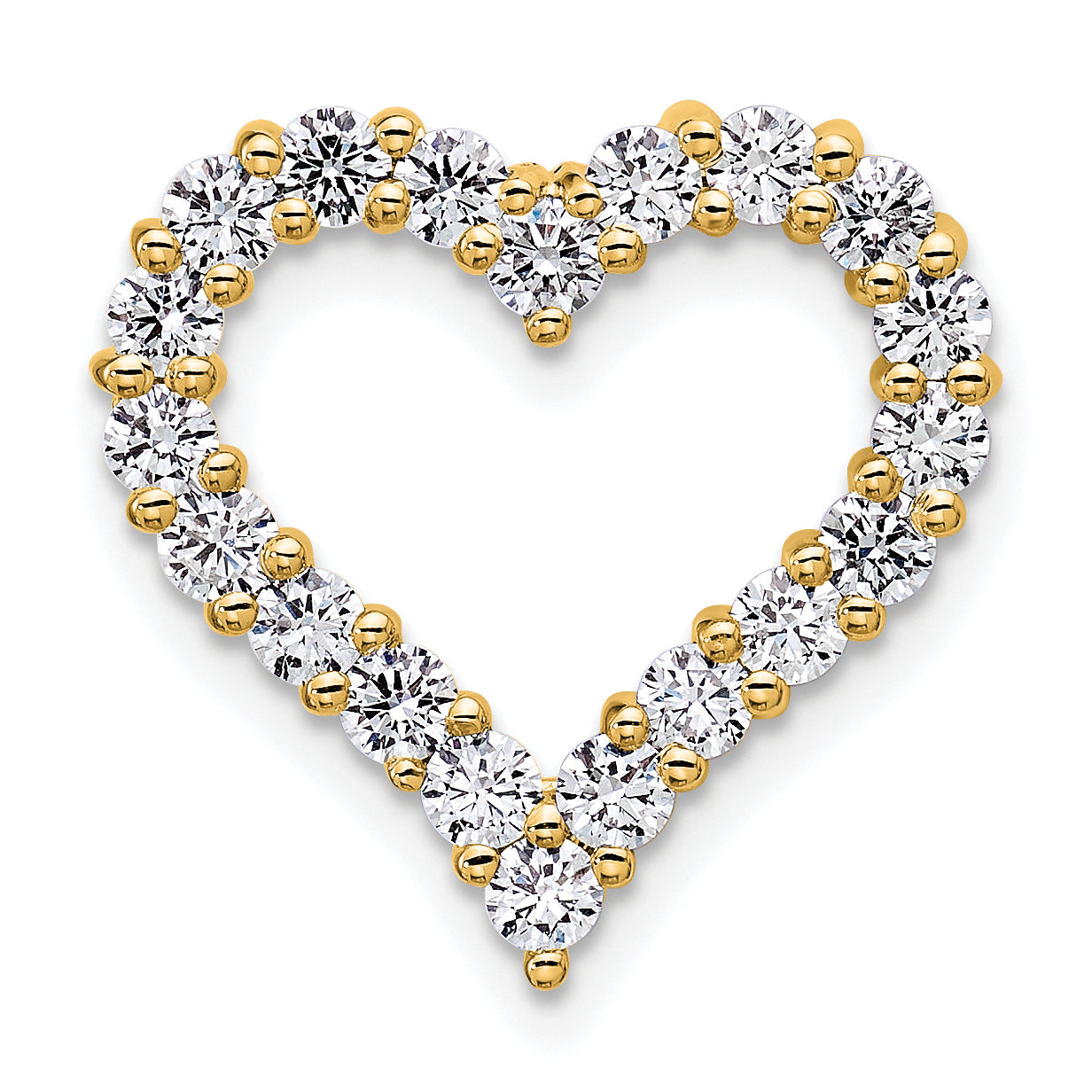 14k Gold Lab Grown Diamond Heart Chain Slide Pendant