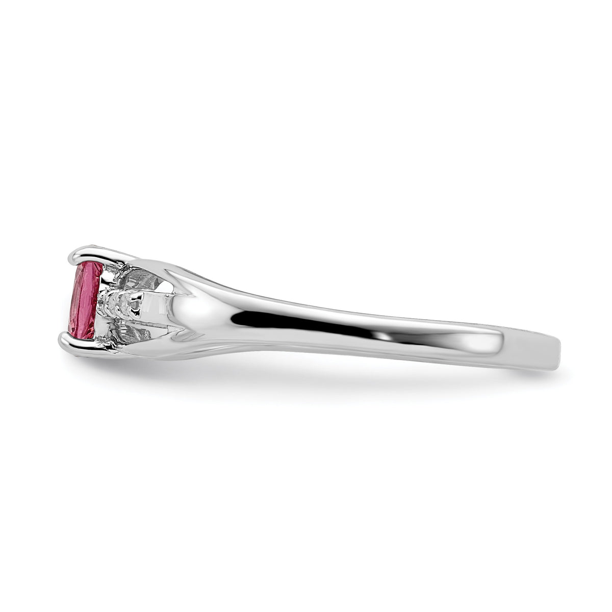 0.50 Ct Oval Pink Tourmaline Rhodium over Sterling Silver Split Shank Solitaire Ring