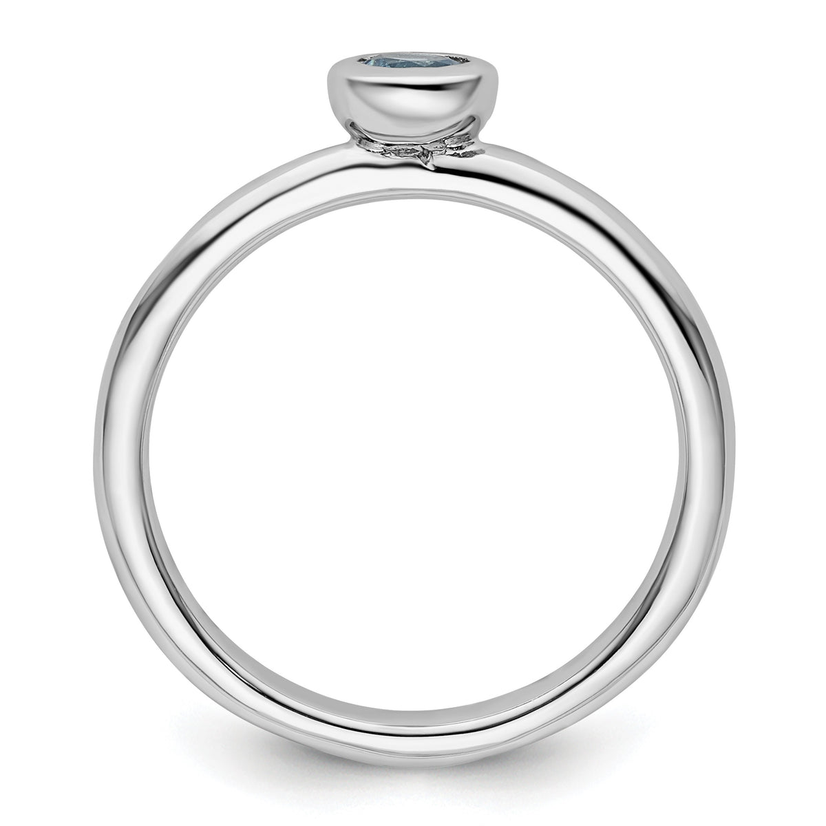 Round Blue and Pink Gemstone Bezel Set Rhodium over Sterling Silver Stackable Ring