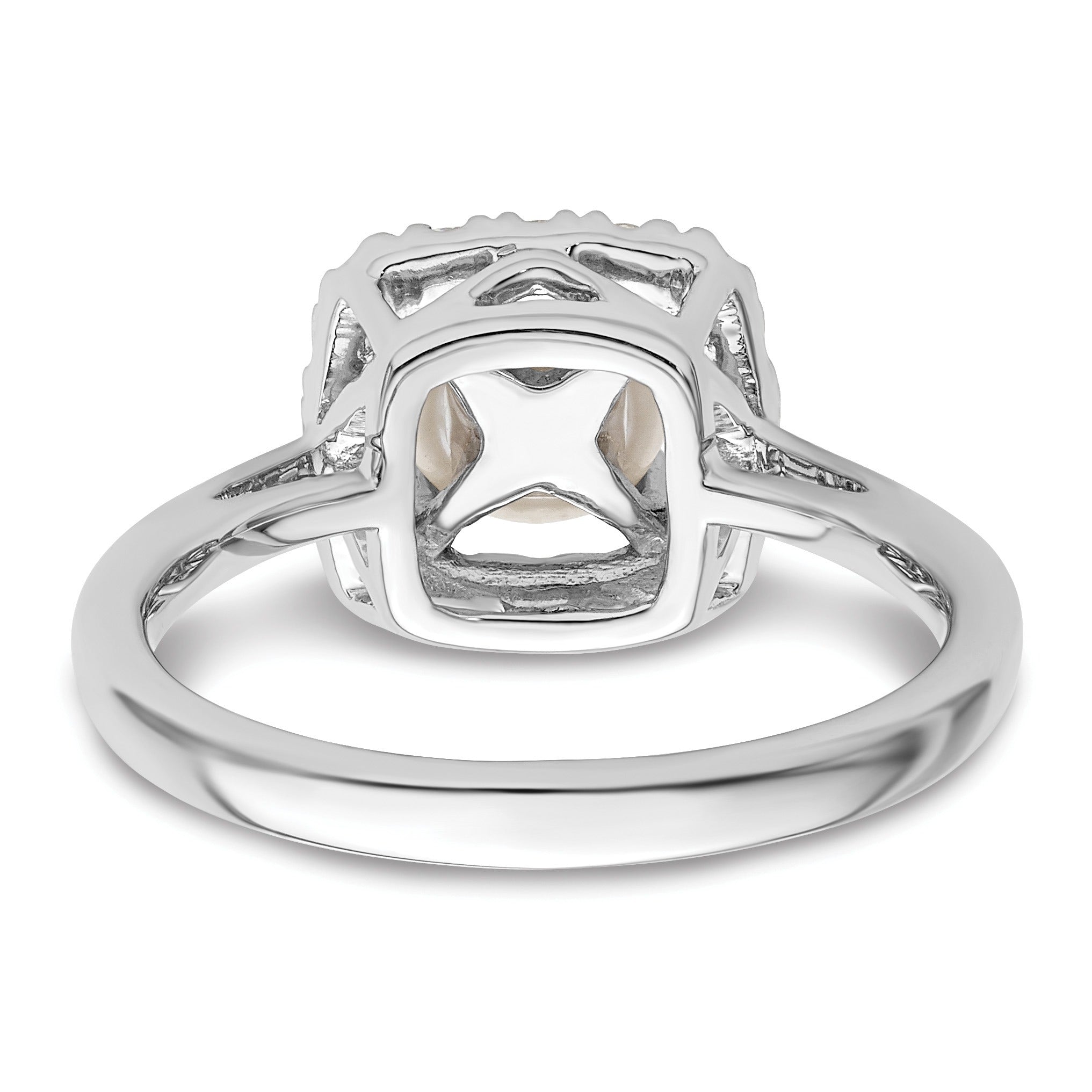 1/4 ct Lab Grown Diamond Freshwater Cultered Pearl Halo Ring 14k White Gold