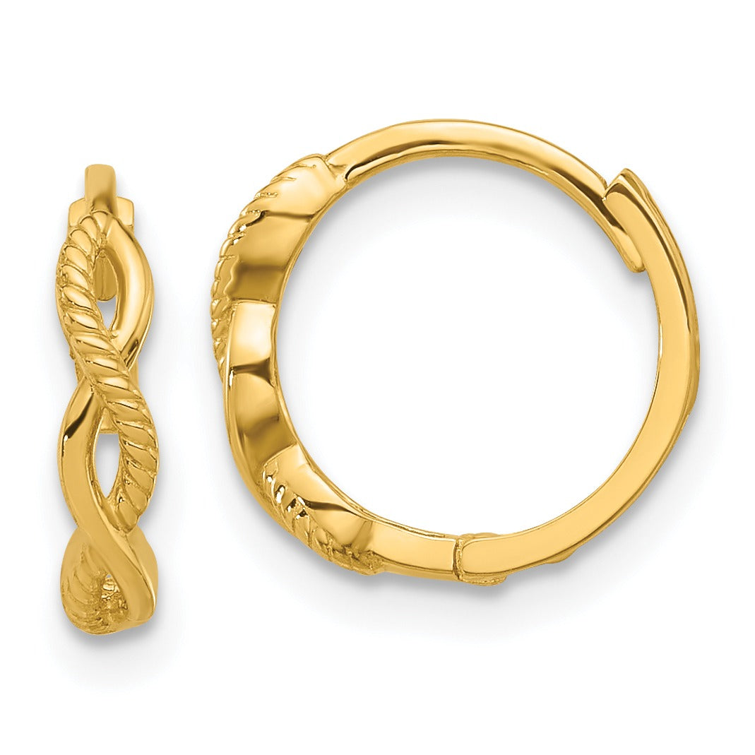 14K Gold Braided Hinged Hoop Earrings