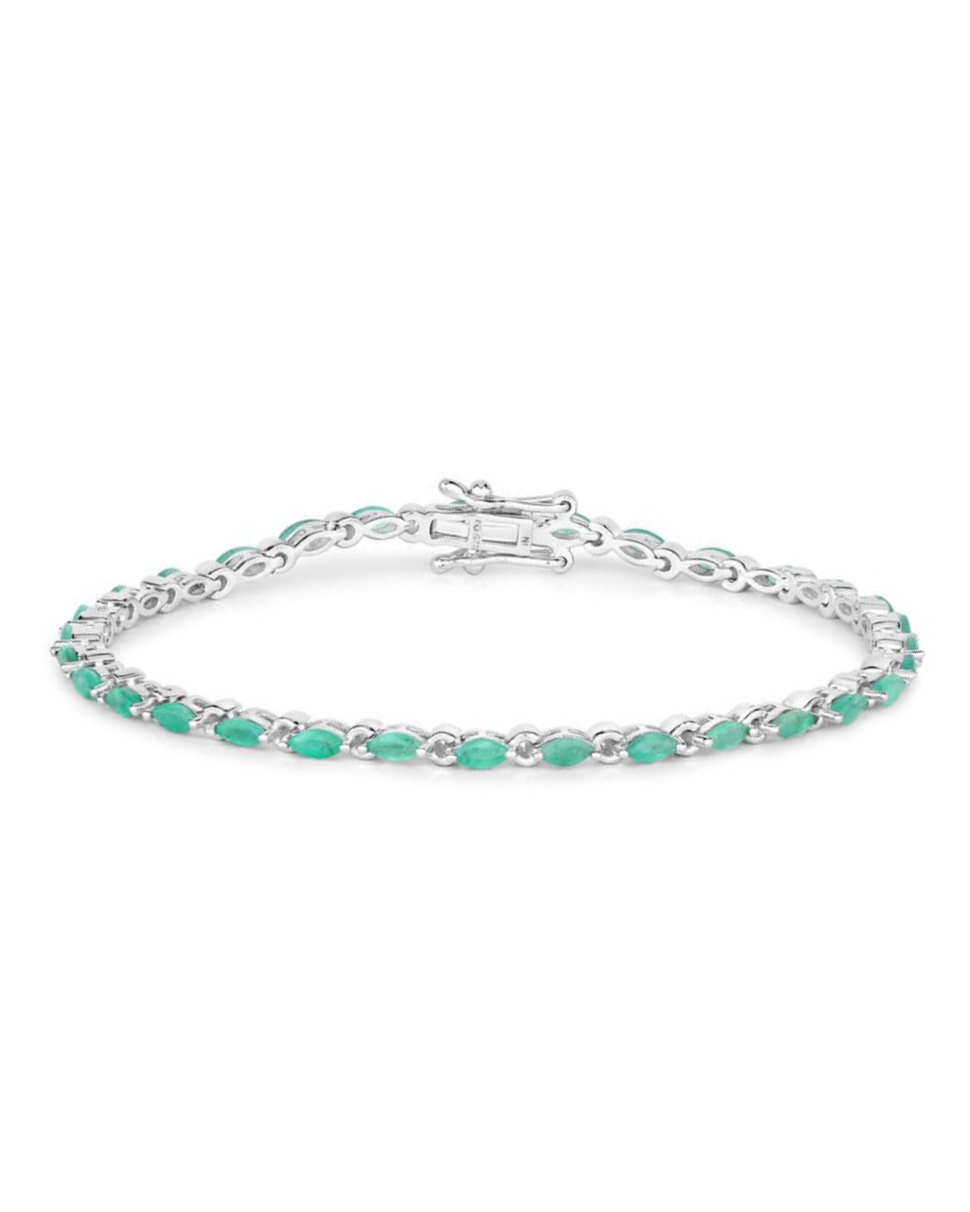 Genuine Zambian Emerald 925 Sterling Silver Bracelet