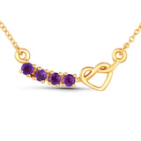 Genuine Amethyst Necklace with Heart and Infinity