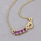 Genuine Amethyst Necklace with Heart and Infinity