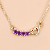 Genuine Amethyst Necklace with Heart and Infinity